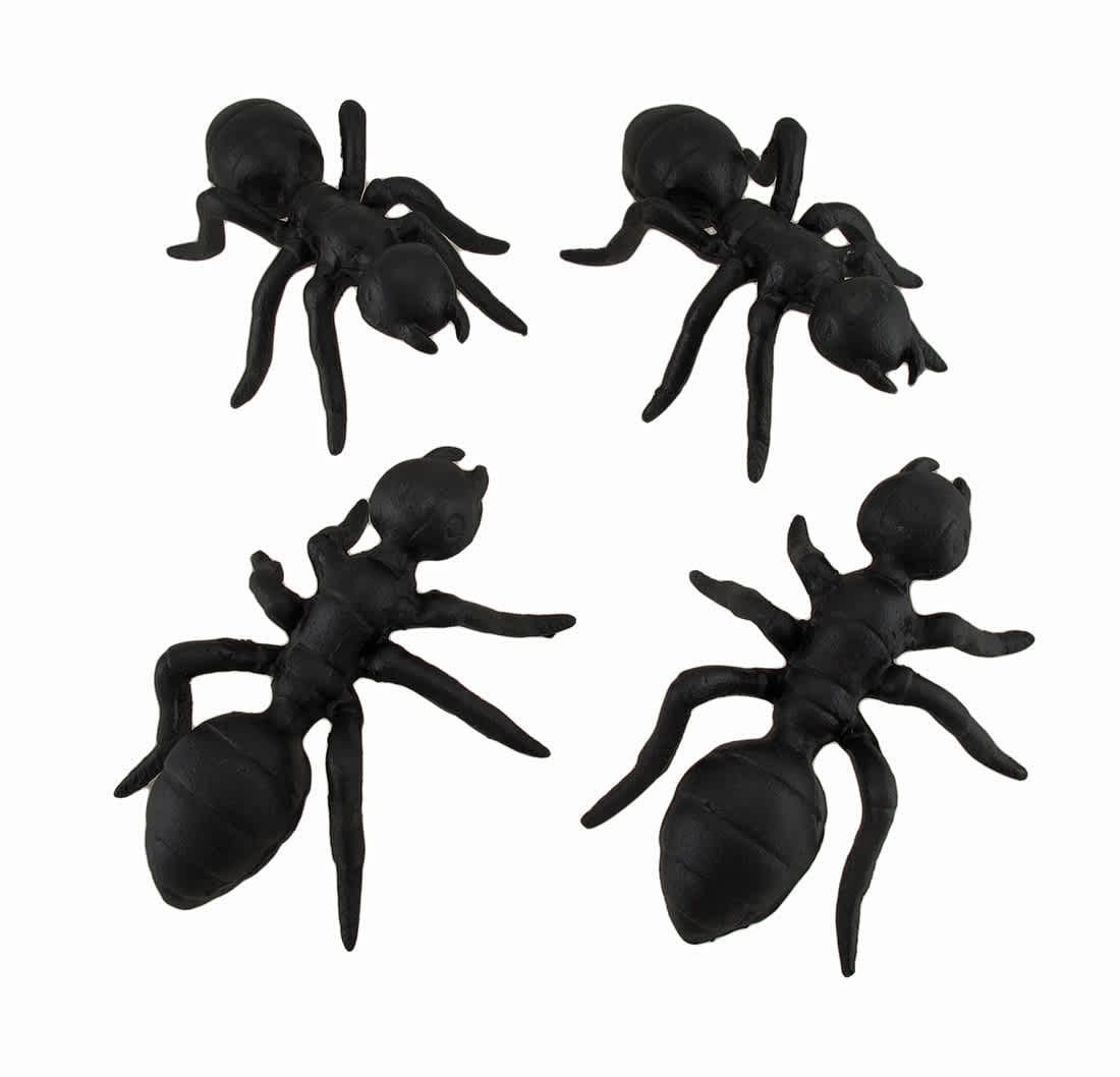 Zeckos UD-X1650SET Set of 4 Cast Iron Black Ant Statues Insect Figures