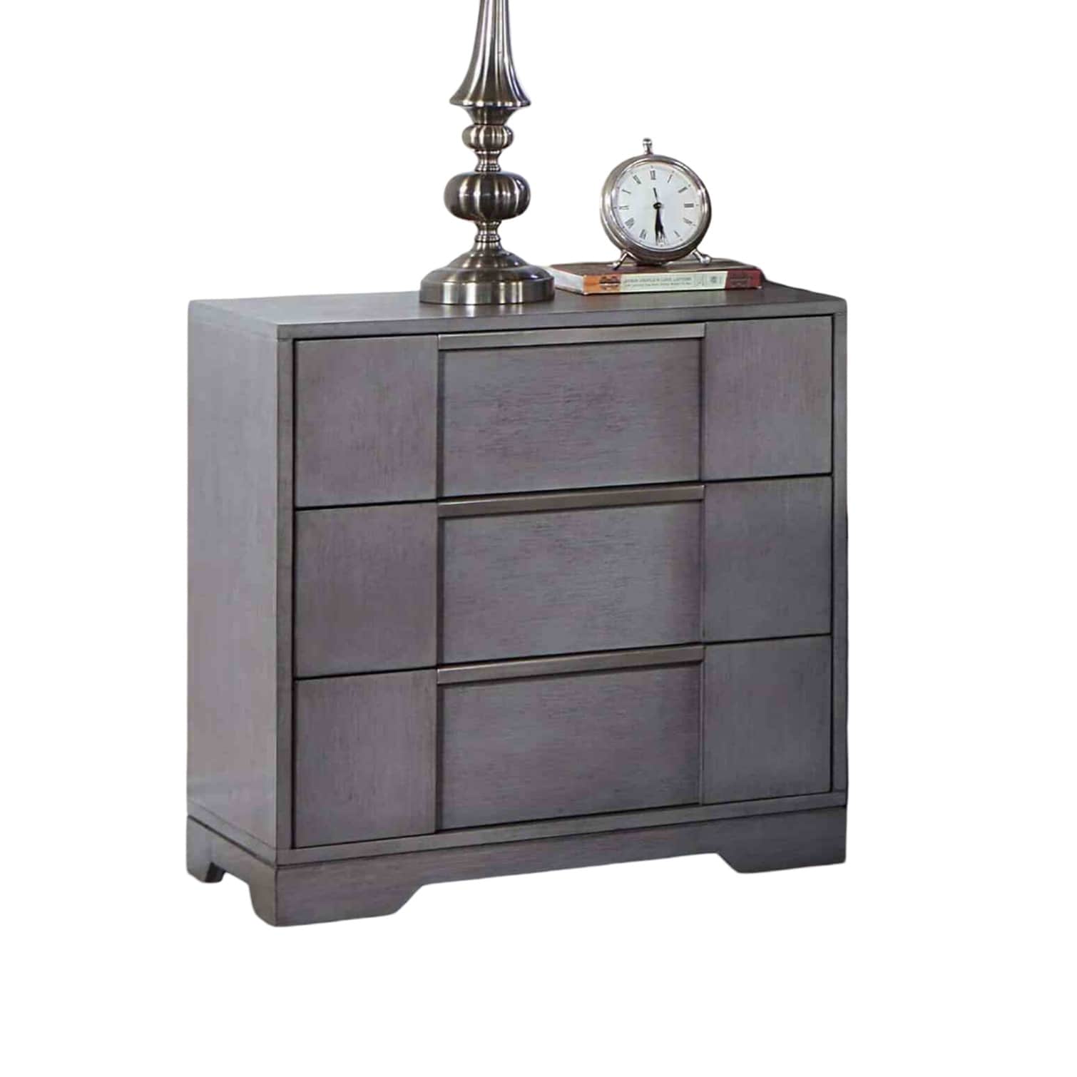 FlowLuxe One-Drawer Nightstand Contemporary Solid Wood Soft Gray 26 ...