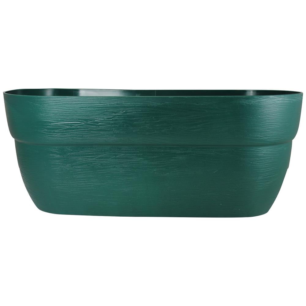 EMSCO GROUP 2443-1 Rectangle 9.5-in W Large Green Resin Indoor/Outdoor Railing planter with Drainage Holes
