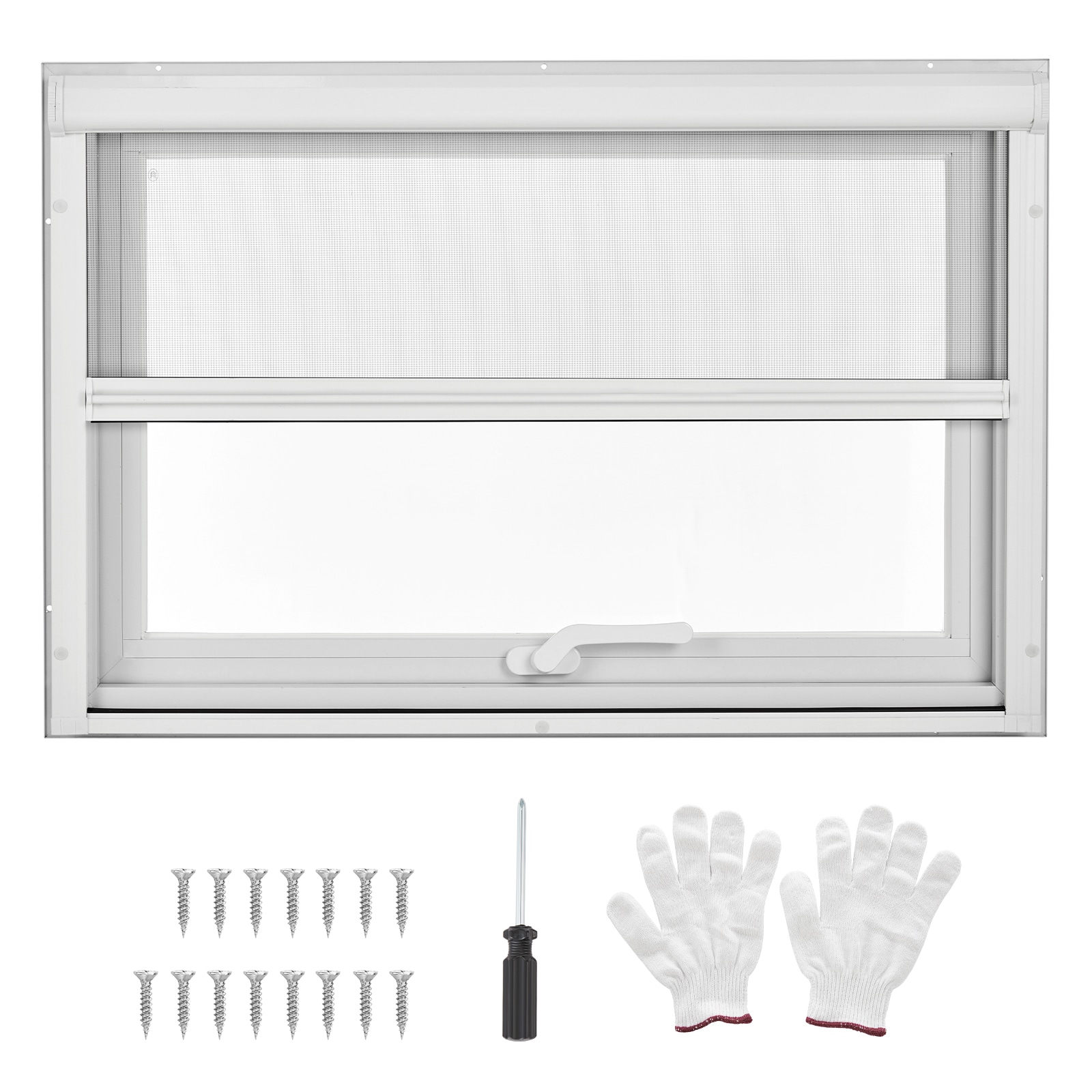 IdealHouse 31 in x 40 in Roof Window with Sliding Design-4-Position Adjustable 5mm Tempered Glass Aluminum Frame and Magnetic Mesh for Shed Greenhouse and Outdoor