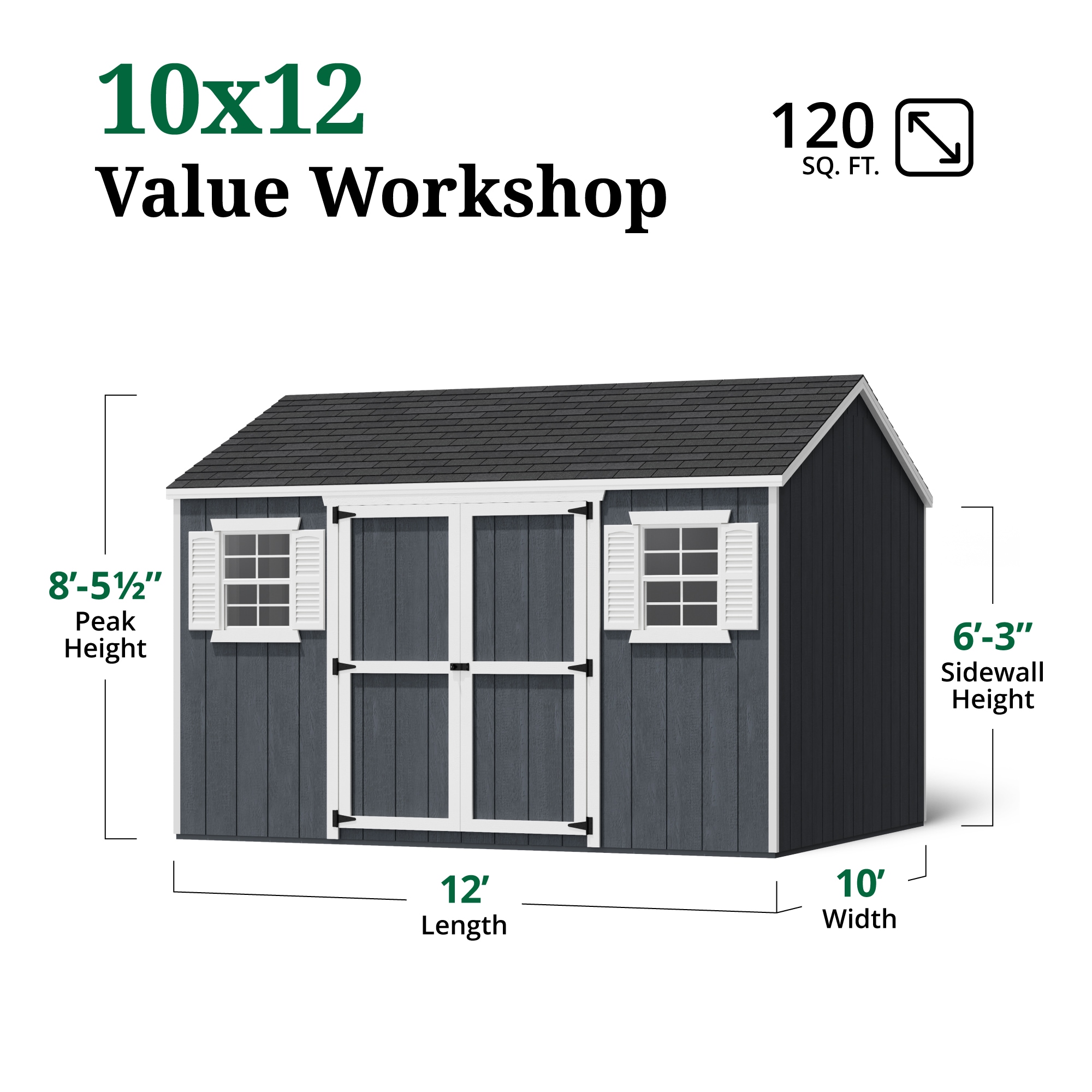 Little Cottage Co 10X12 VWS-PC Wood-Storage-Buildings - View #3