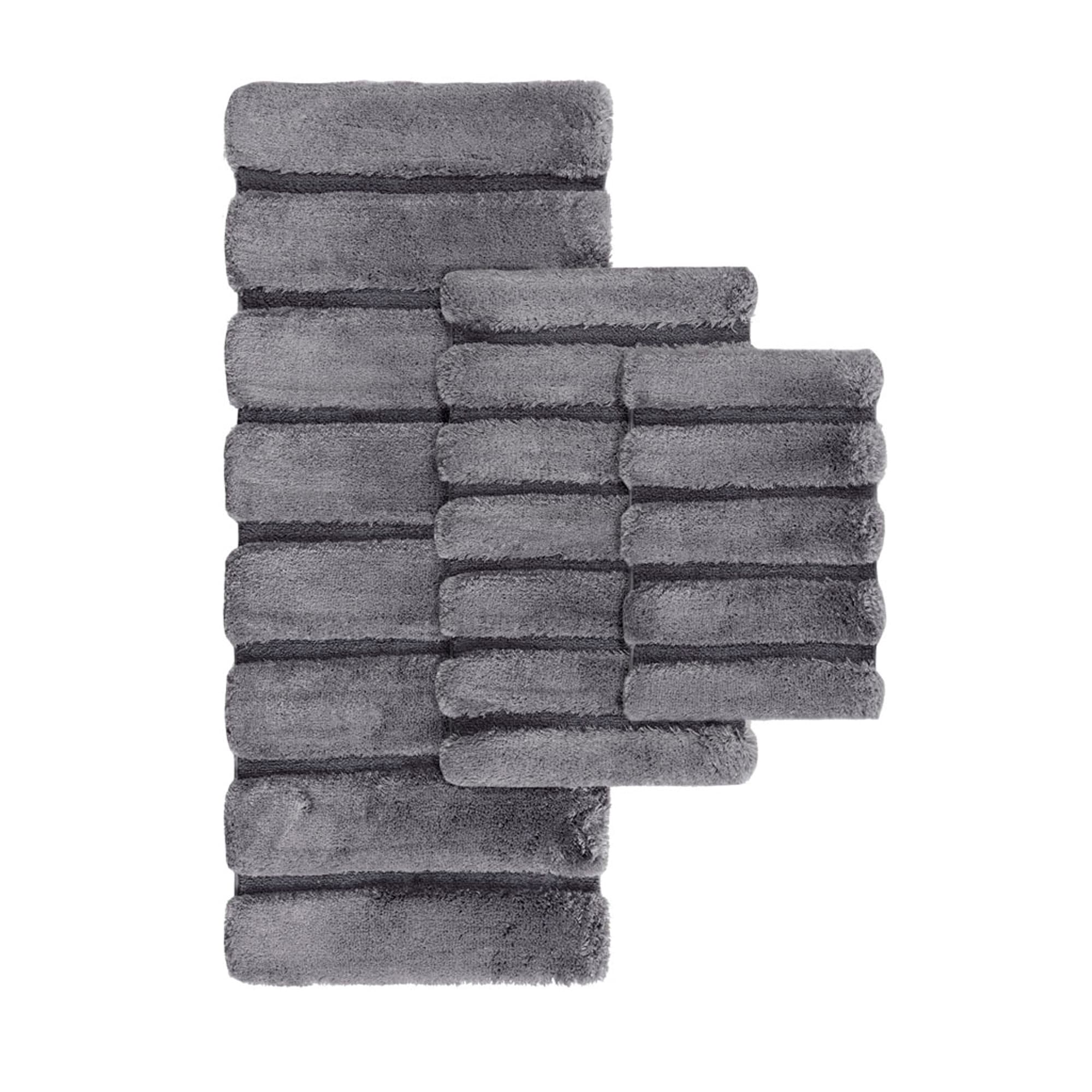 JJJ SLY6Y8J3FM3 High-low Stripe Design Bathroom Rug 24-in x 58-in Gray Rug Polyester Bath mat