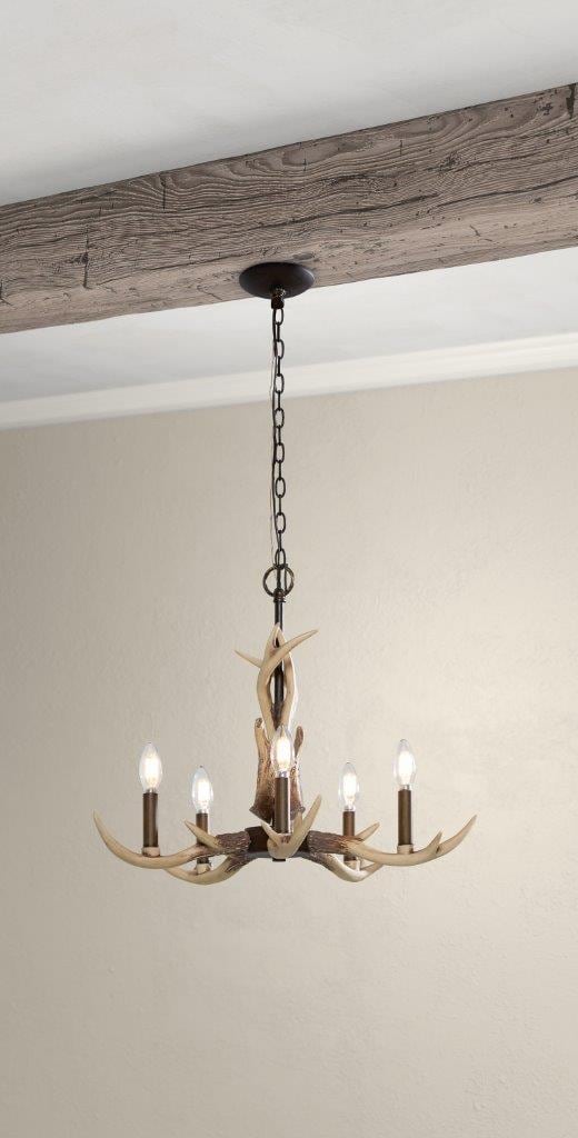 Oukaning Deer Antler Resin Chandelier Loft Pendant Light LED Candle Bulbs  Ceiling Lamp 