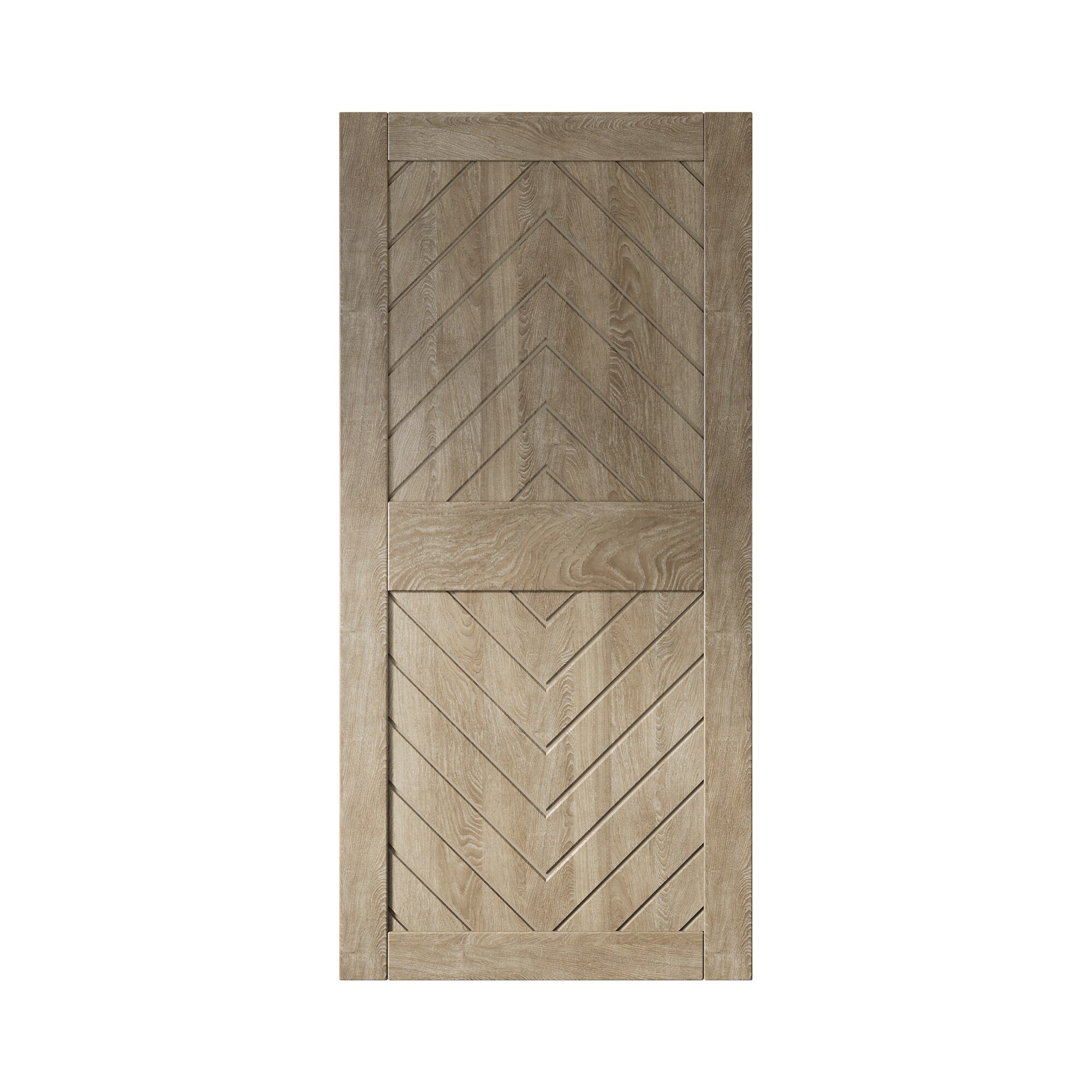 HOMACER JT2-3684-GR 36-in x 84-in Classic Gray Herringbone Pine Wood Solid core Single Barn Door (Hardware Not Included)