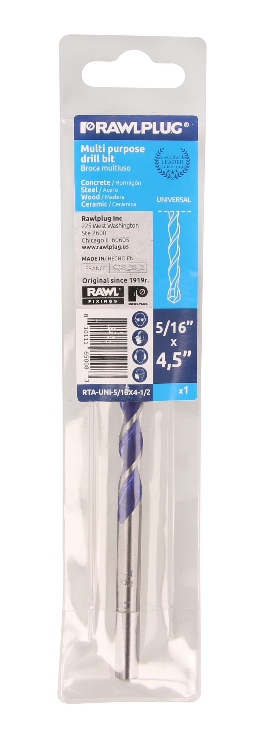 Rawlplug RTA-UNI-516X4-12 DRILL BIT 5/16-in x 4-1/4-in Concrete Anchors