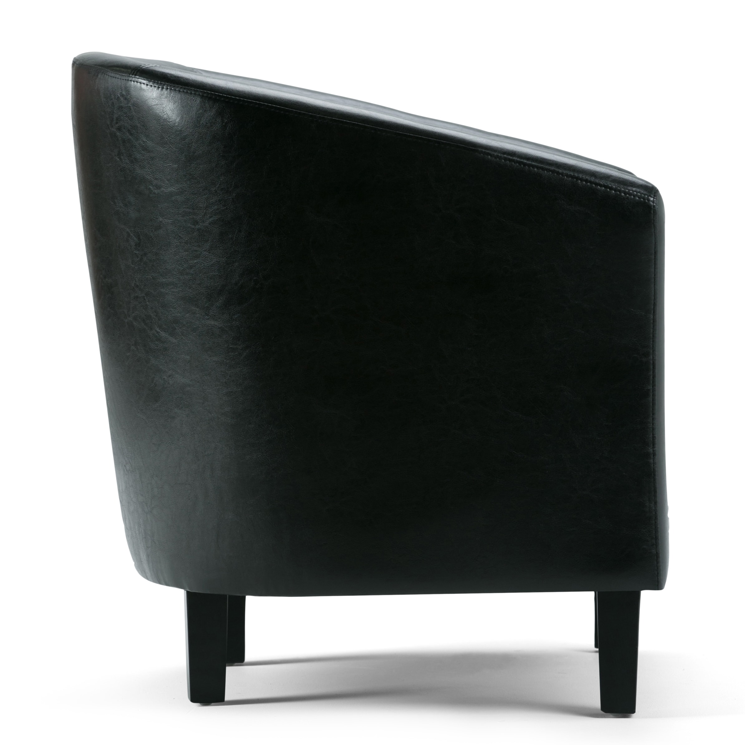 Austin Contemporary Barrel Armchair in Deluxe Black Faux Leather