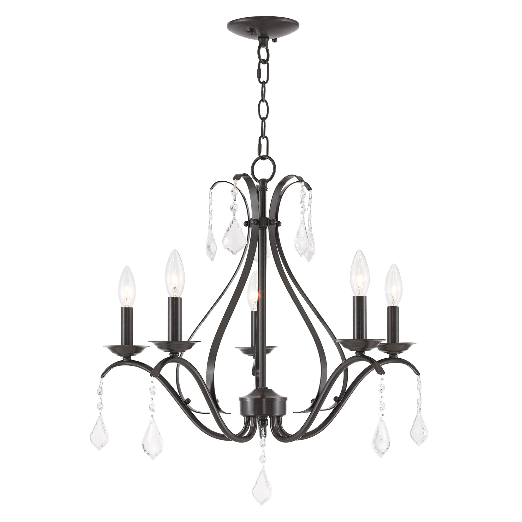 Livex Lighting 40845-92 Caterina 5 -Light Matte Bronze Transitional Crystal For Use in Bathrooms, Bedrooms, Dining Rooms, Foyers, Kitchens, Living Rooms Chandelier