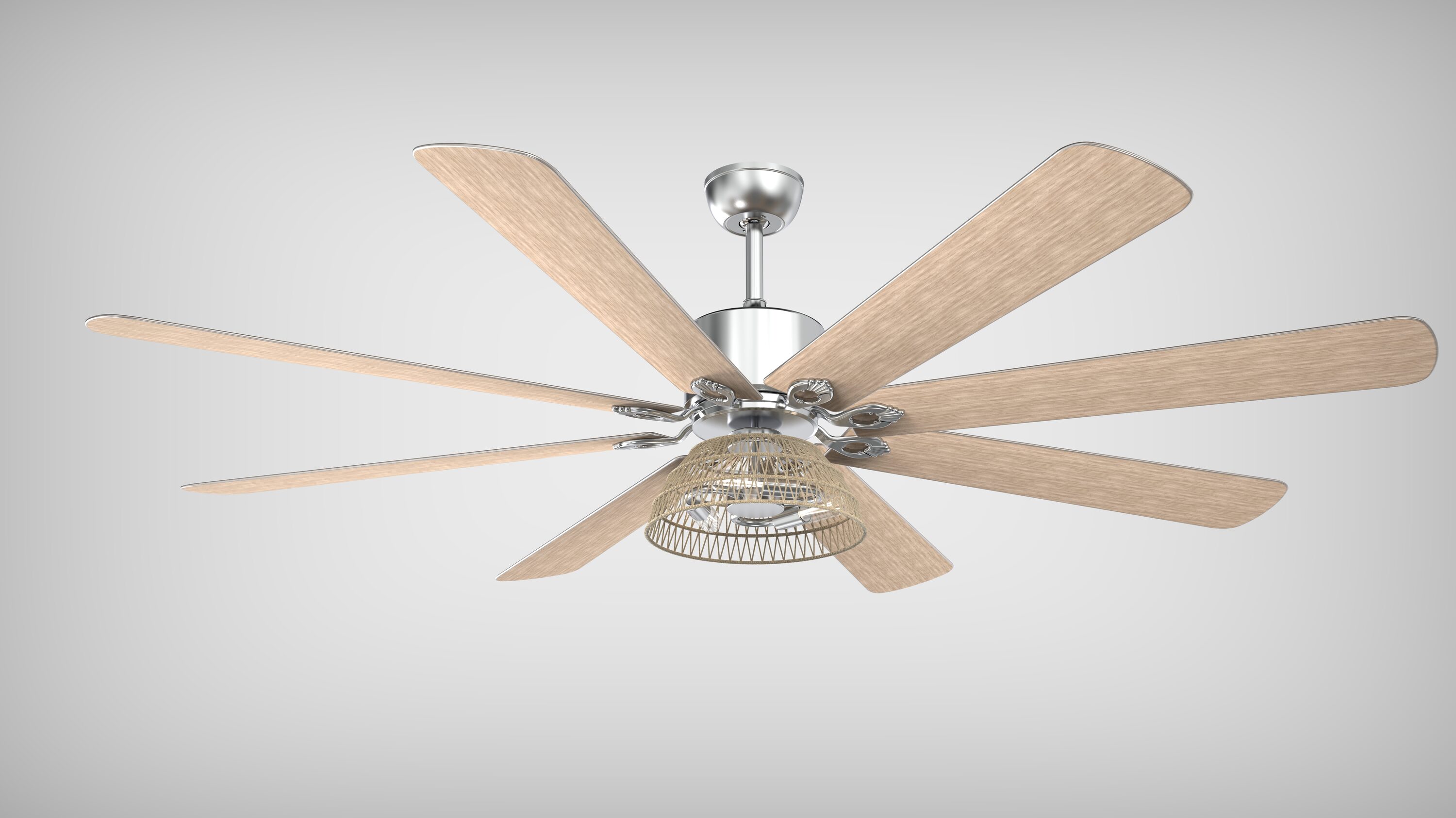 Bella Depot DCFSD7208 Modern 72-in Chrome with Sliver Blades Ceiling Fan Light kit compatible and Remote ( 8 -Blade )