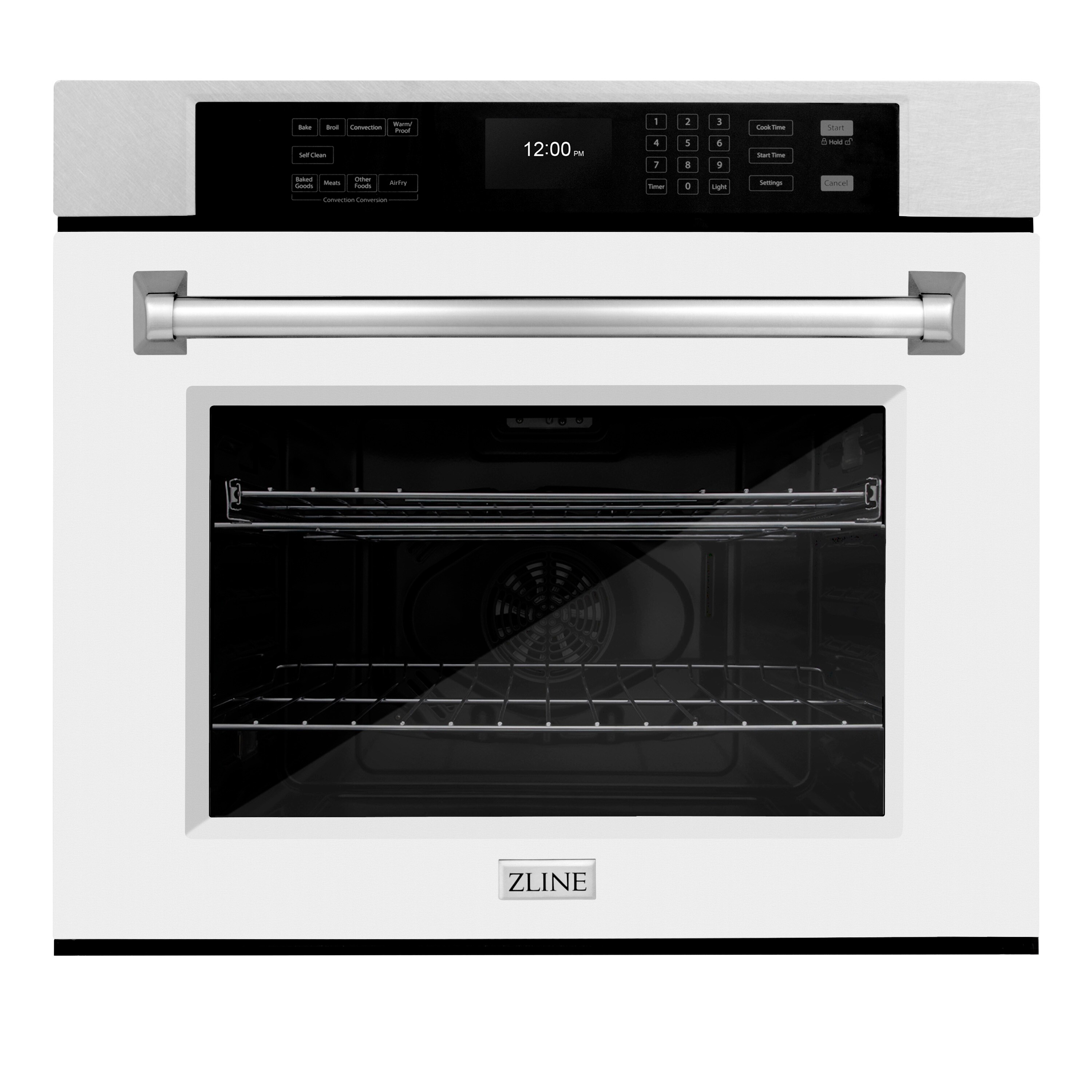 ZLINE KITCHEN & BATH WASS-WM-30 30 inch Single Electric Wall Oven with Air Fry True Convection and Self-cleaning ( Stainless Steel with White Matte Door Stainless Handle )