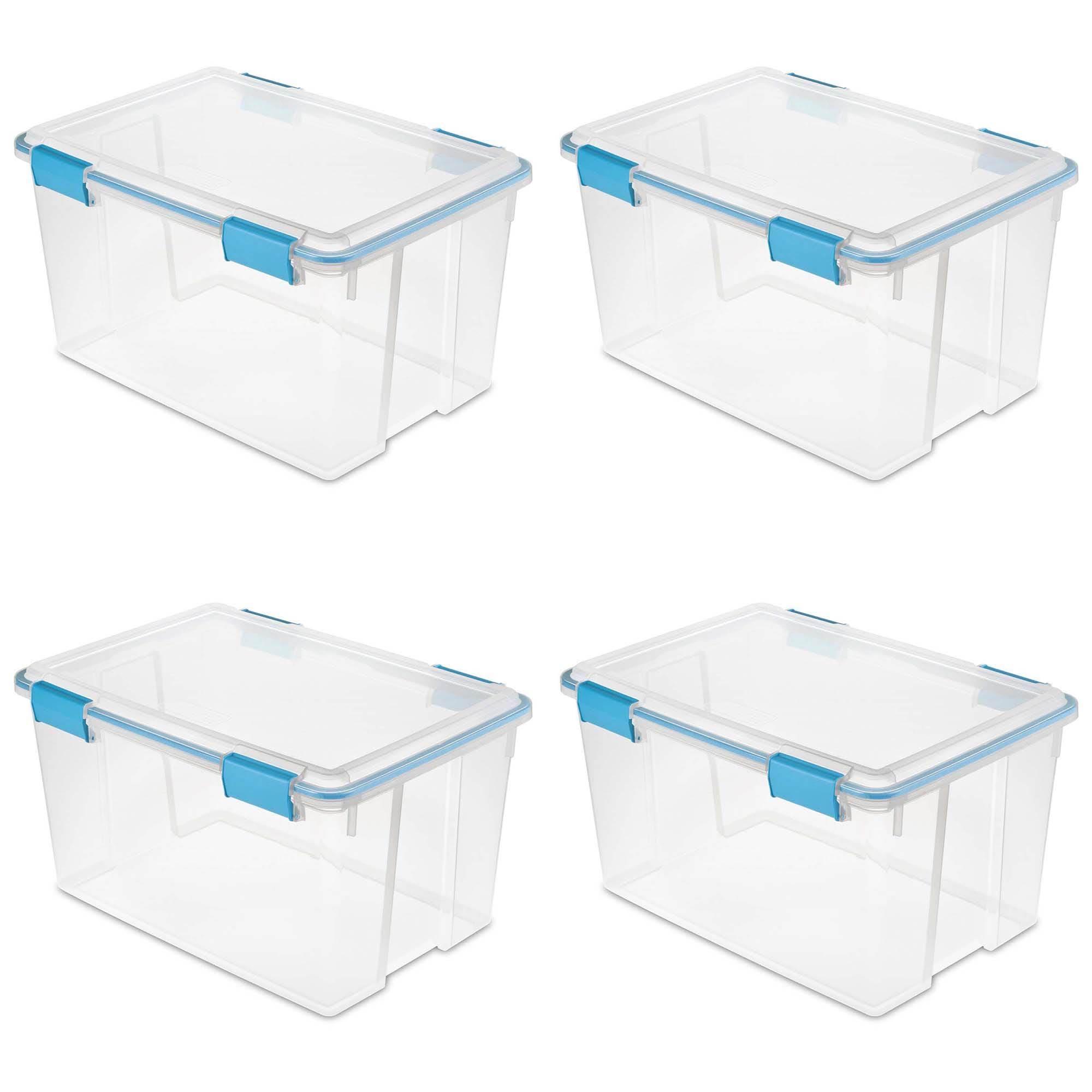  Sterilite 32 Quart ClearView Latch Box, Bin with Latching Lid,  Stackable, Organize Clothes, Shoes & Accessories in Closet, Clear Base & Lid,  6-Pack - Plastic Storage Containers