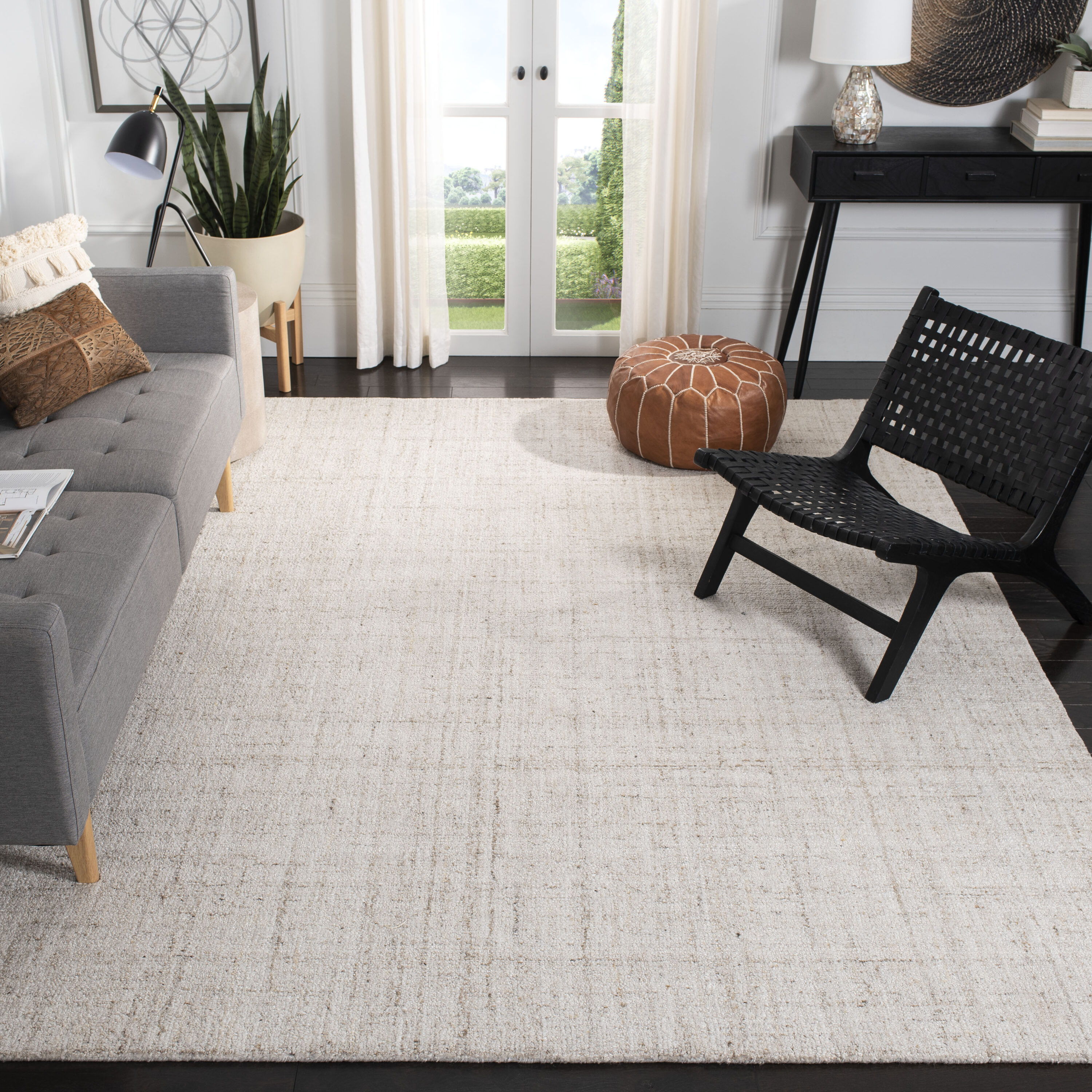  Abstract 141 Ivory/Beige Contemporary 12ft x 18ft Oversized Rug