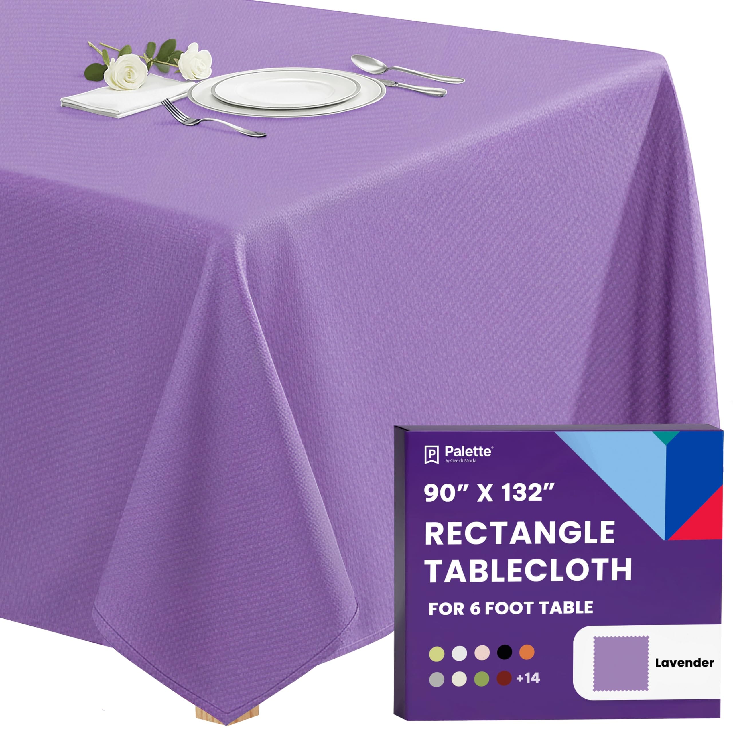 Gee Di Moda  Rectangle Tablecloth - 90 x 132 Inch Lavender Rectangle Table Cloth - Heavy Duty Washable Fabric - for Buffet Table Holiday Party Dinner Wedding and Baby Shower