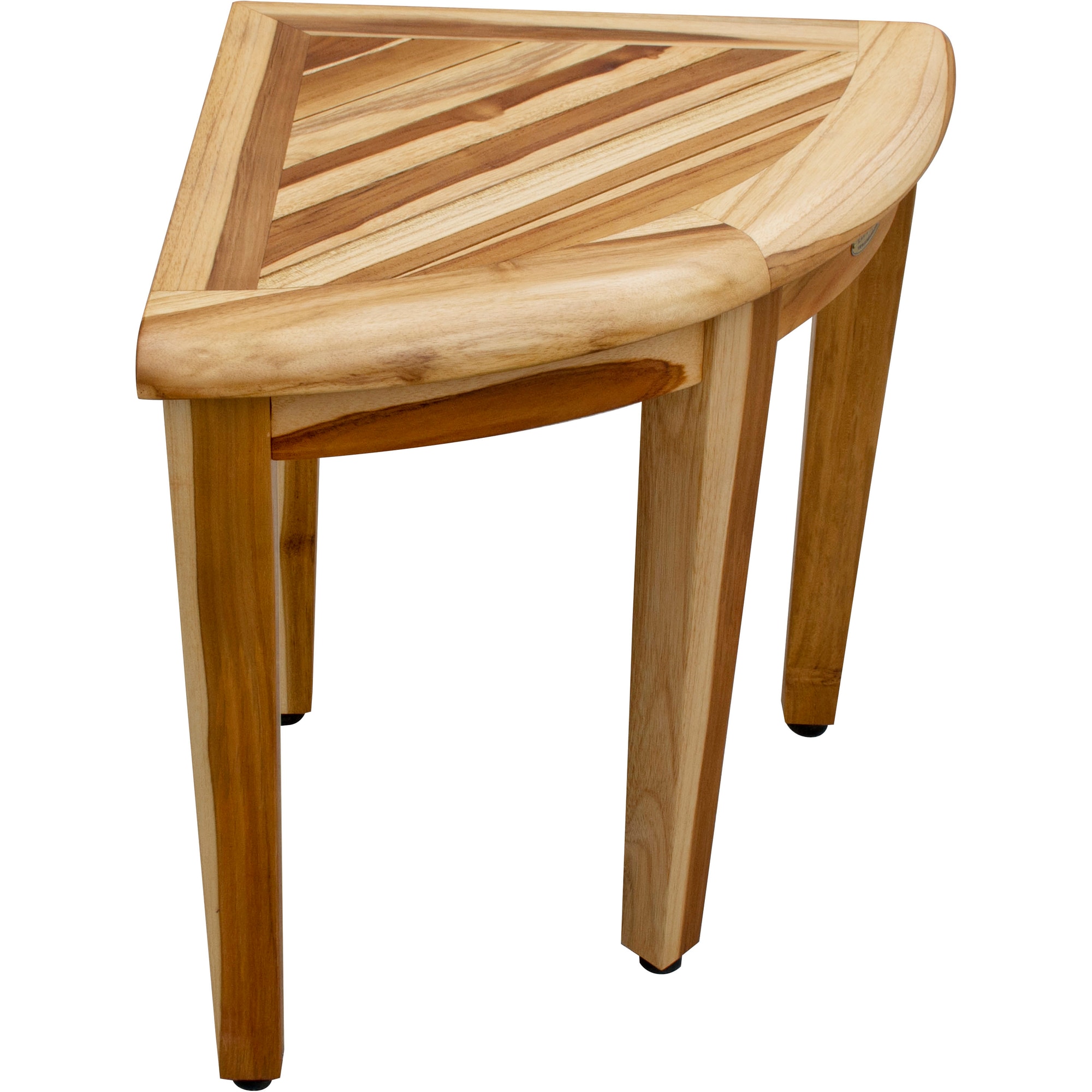 EcoDecors 18" Teak Corner Shower Bench with Adjustable Feet
