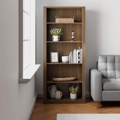 Brookside Eleanor Brown Particleboard 5, Mainstays 5 Shelf Bookcase Dimensions