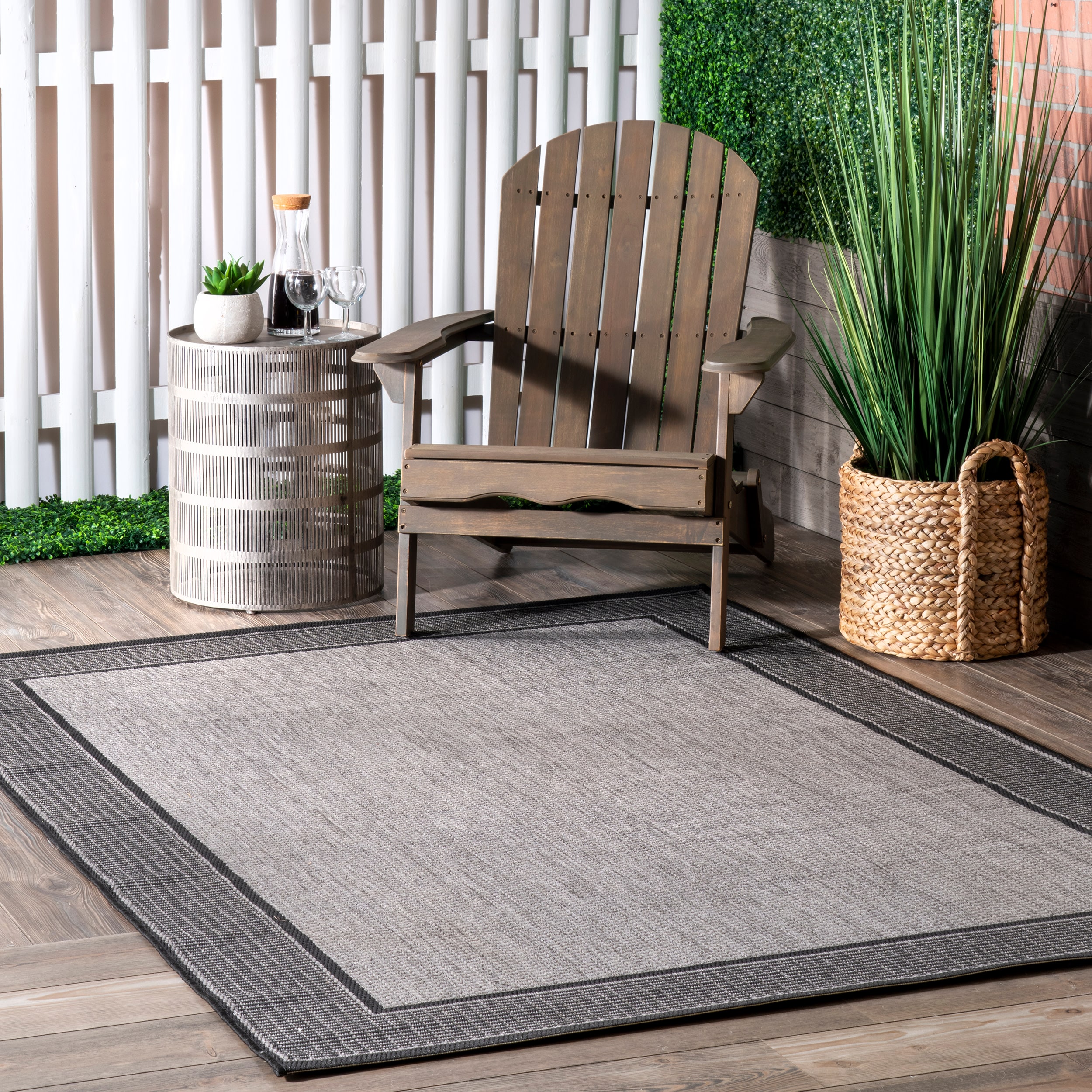 nuLOOM OWDN05A-71001010 7 ft. 10 in. x 10 ft. 10 in. Outdoor Gris Grey Machine Made Area Rug, Size: 0.25, Gray