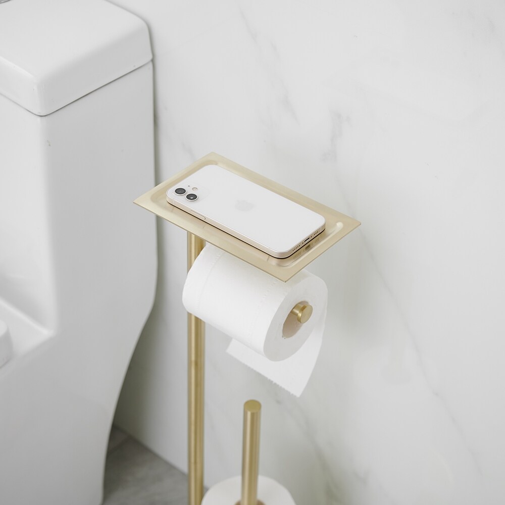Smarthome Double Toilet Paper Holder with Shelf, Commercial Toilet Paper  Roll Dispenser Wall Mount Rack, Gold