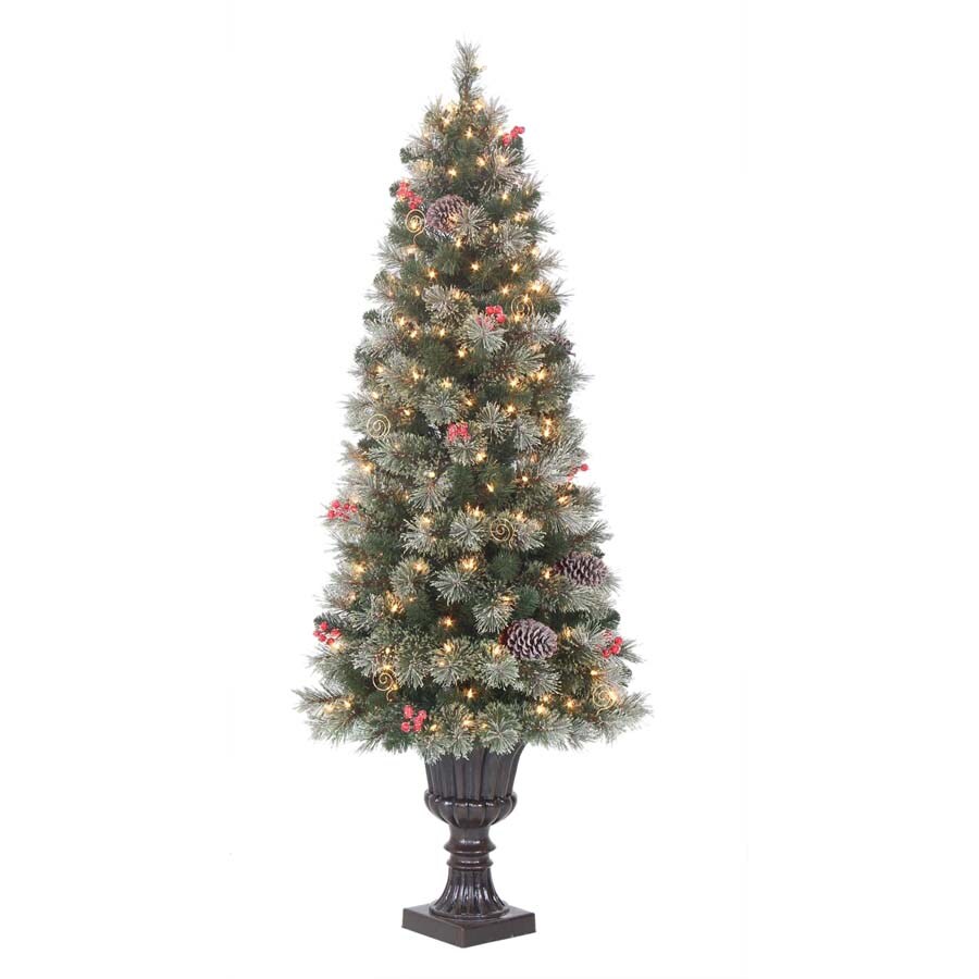 Hallmark 5.5-ft Pre-Lit Potted Artificial Christmas Tree with 150 ...