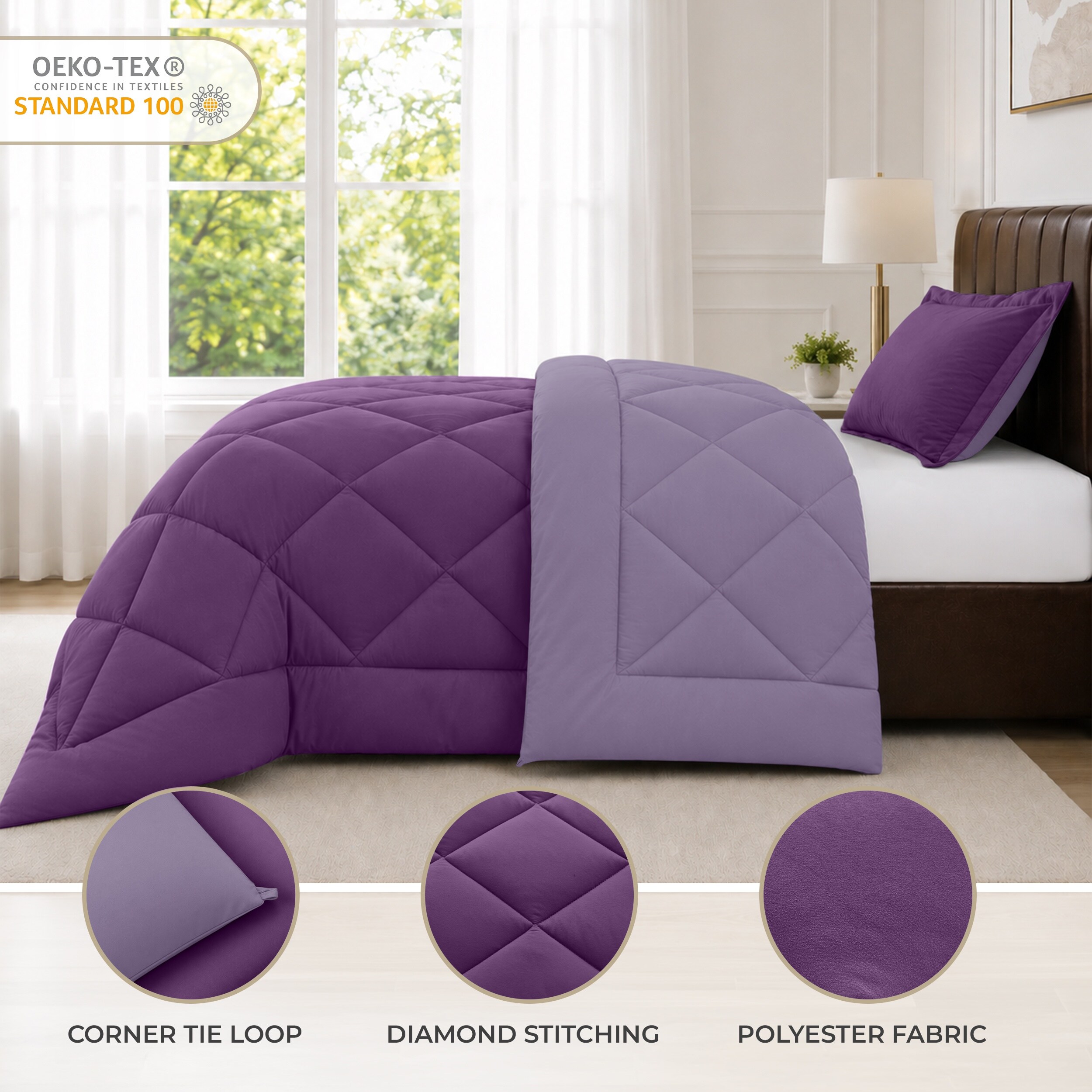 Lux Decor Collection CMF 3PC T SD PRP LVN Comforters-And-Bedspreads - View #4