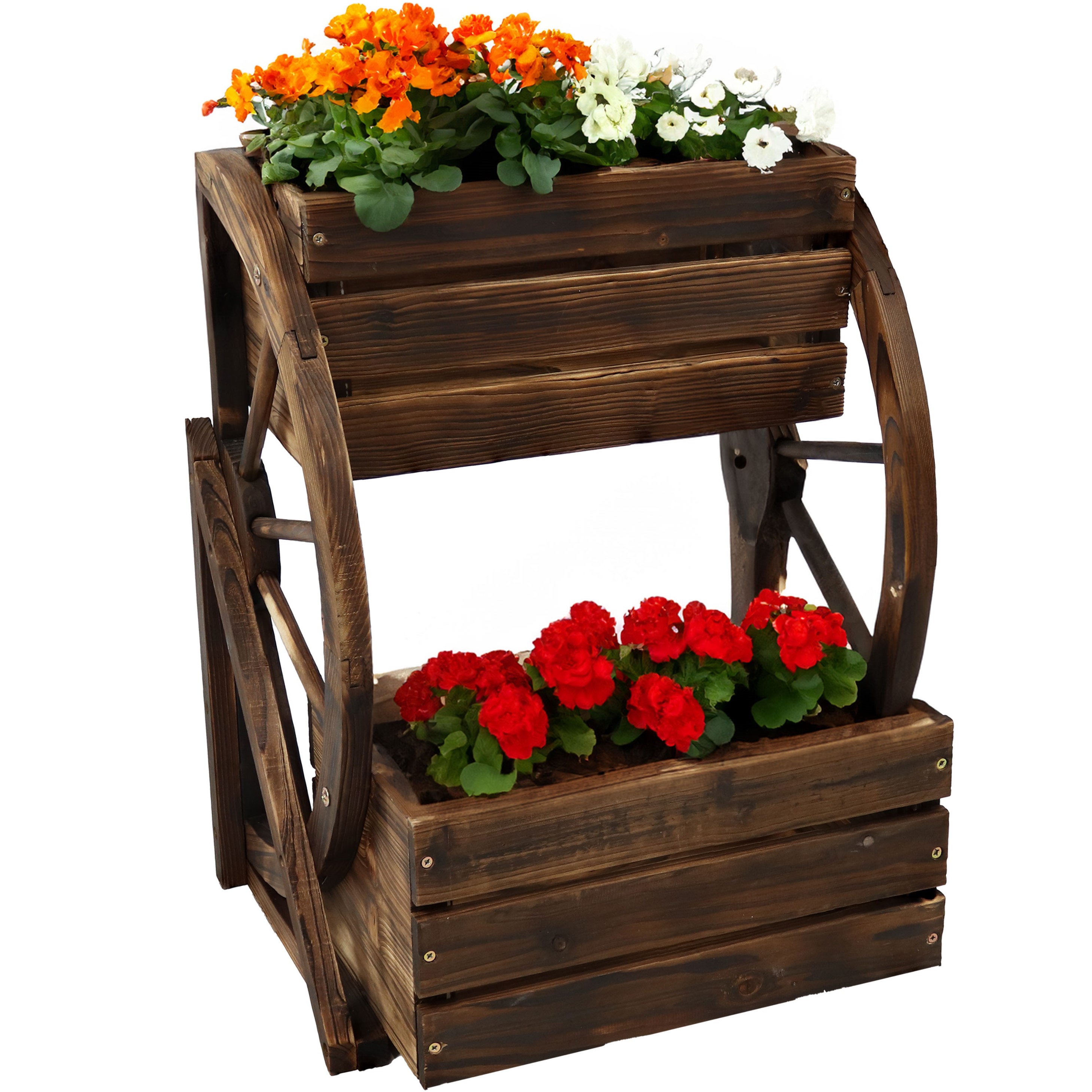 Sunnydaze Decor IEO-802 19-in W x 14.75-in L x 23.5-in H Brown Wood Raised Planter Box
