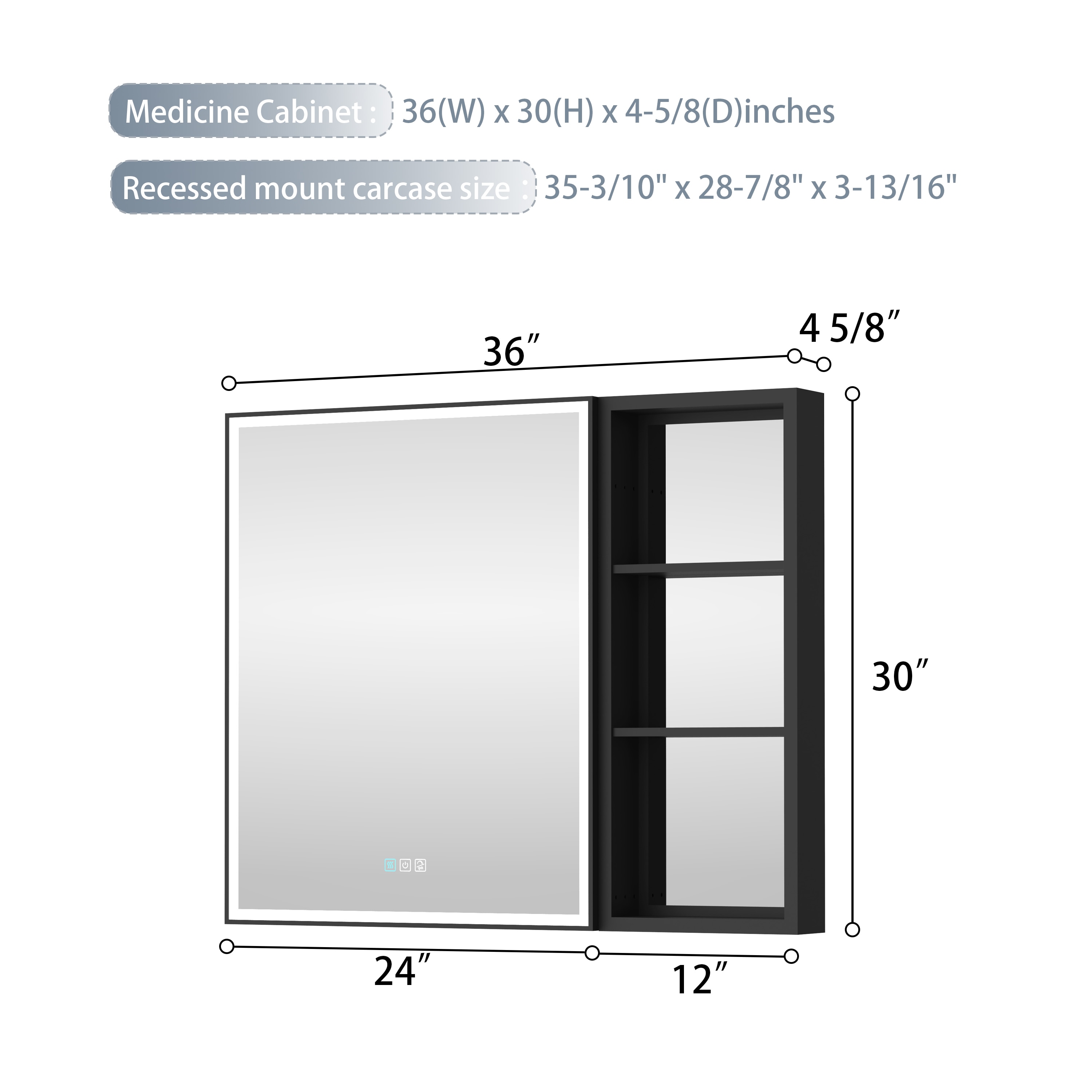 CALVON RC12-2430L-MC Bathroom-Medicine-Cabinets - View #7