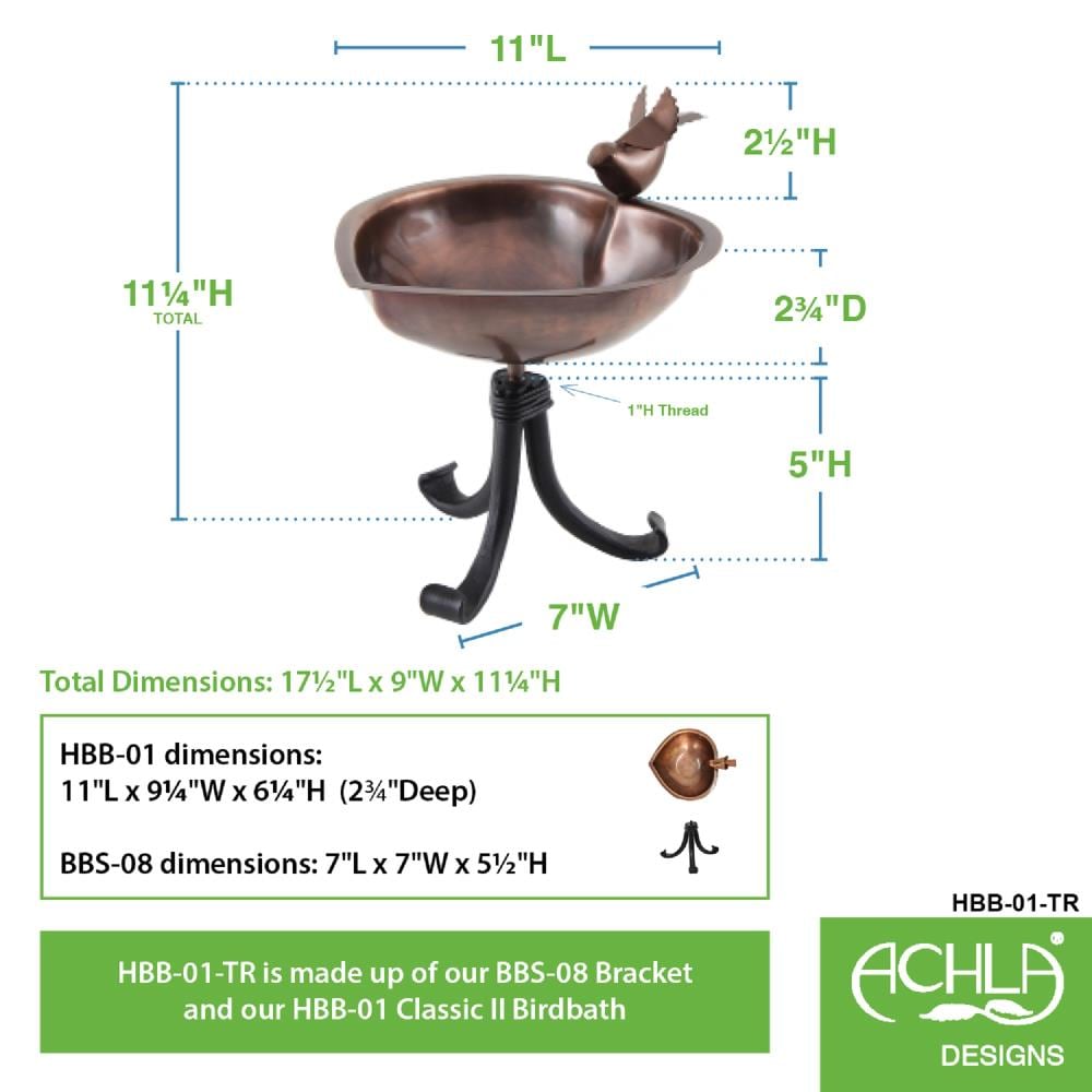 Minuteman International 11.25-in H Copper Metal Complete Birdbath in ...