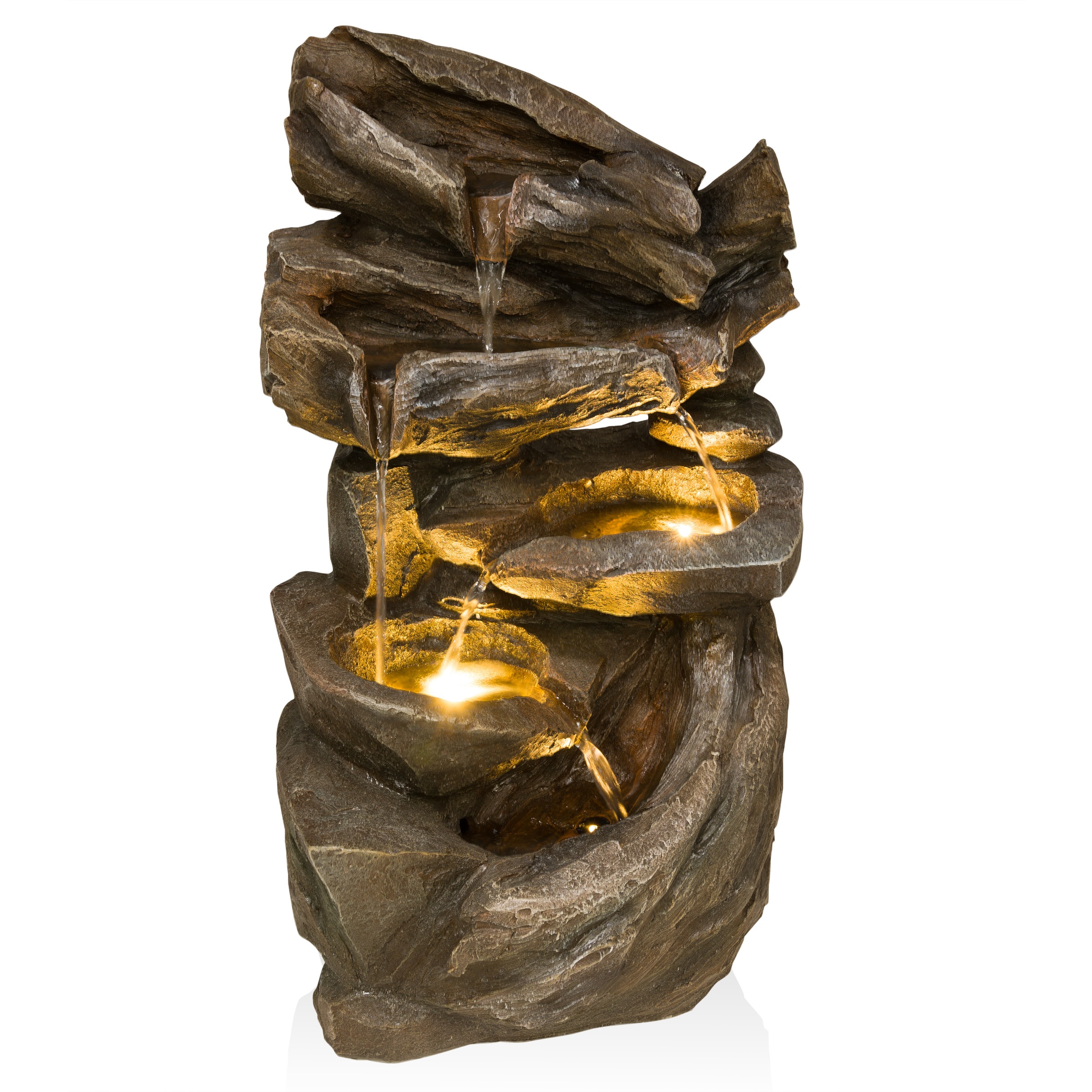 Alpine Corporation ZDQ104 24 H Resin Rock Waterfall Outdoor Fountain Pump Included