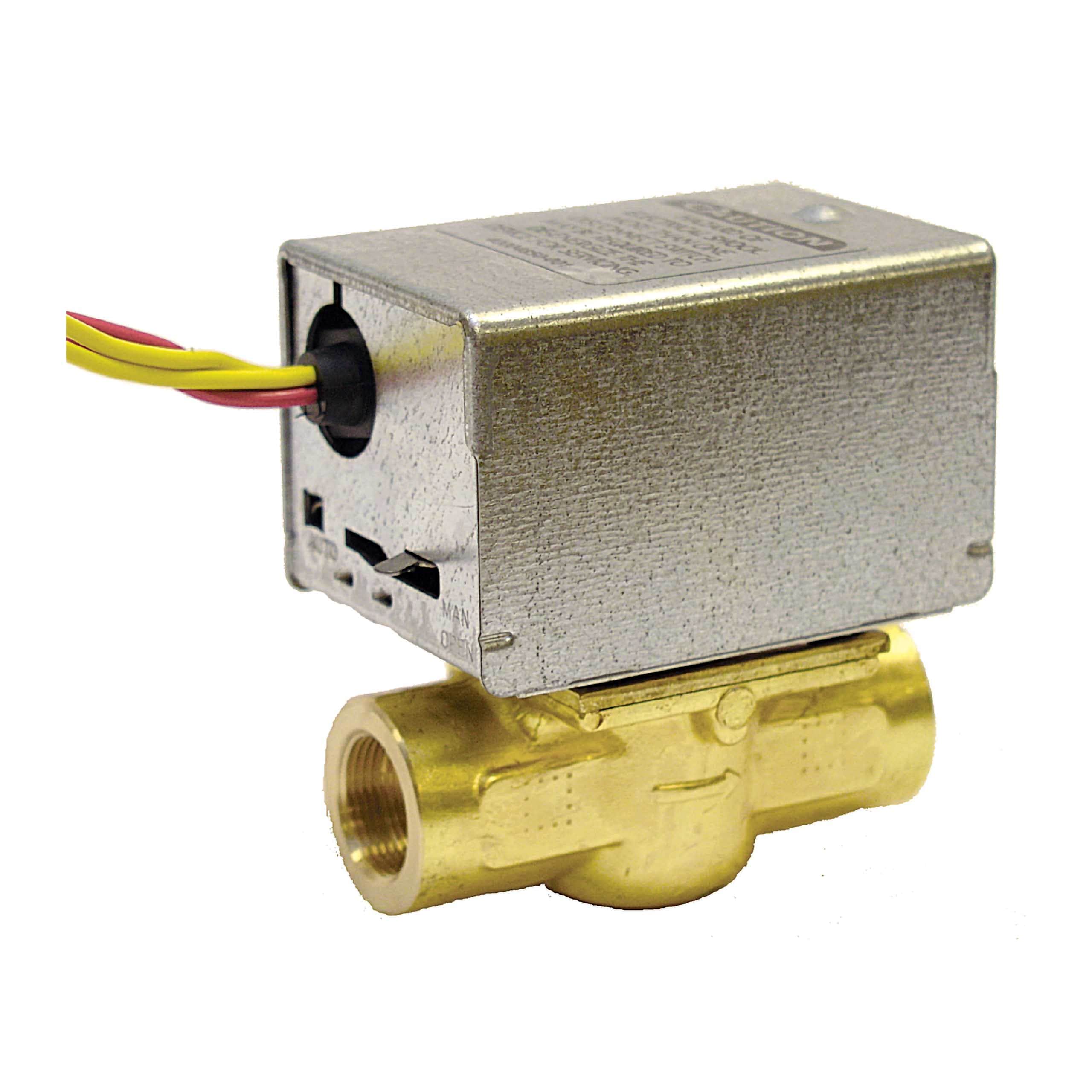 Honeywell 24 Vac 1/2 in Invert-Flare N.C. QuickFit Zone Valve with 18 in lead wires #V8043E1129/U
