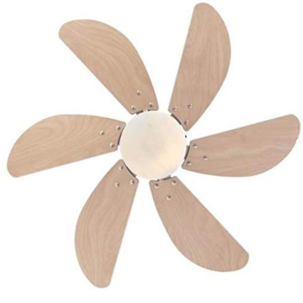 30'' Brushed Aluminum Ceiling Fan with Light Brown Blades and LED Light