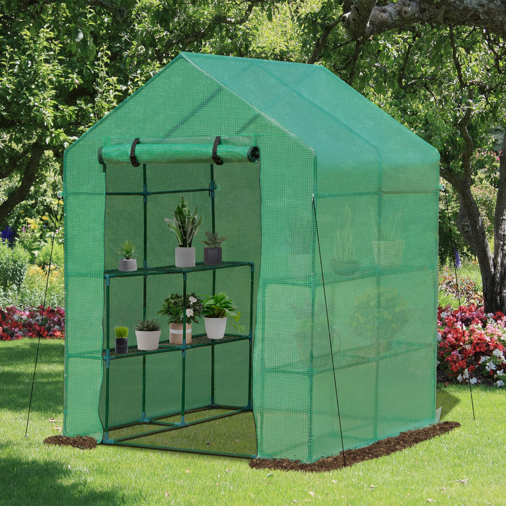 Outsunny 5-ft L x 5-ft W x 6-ft H Green Greenhouse in the Greenhouses ...