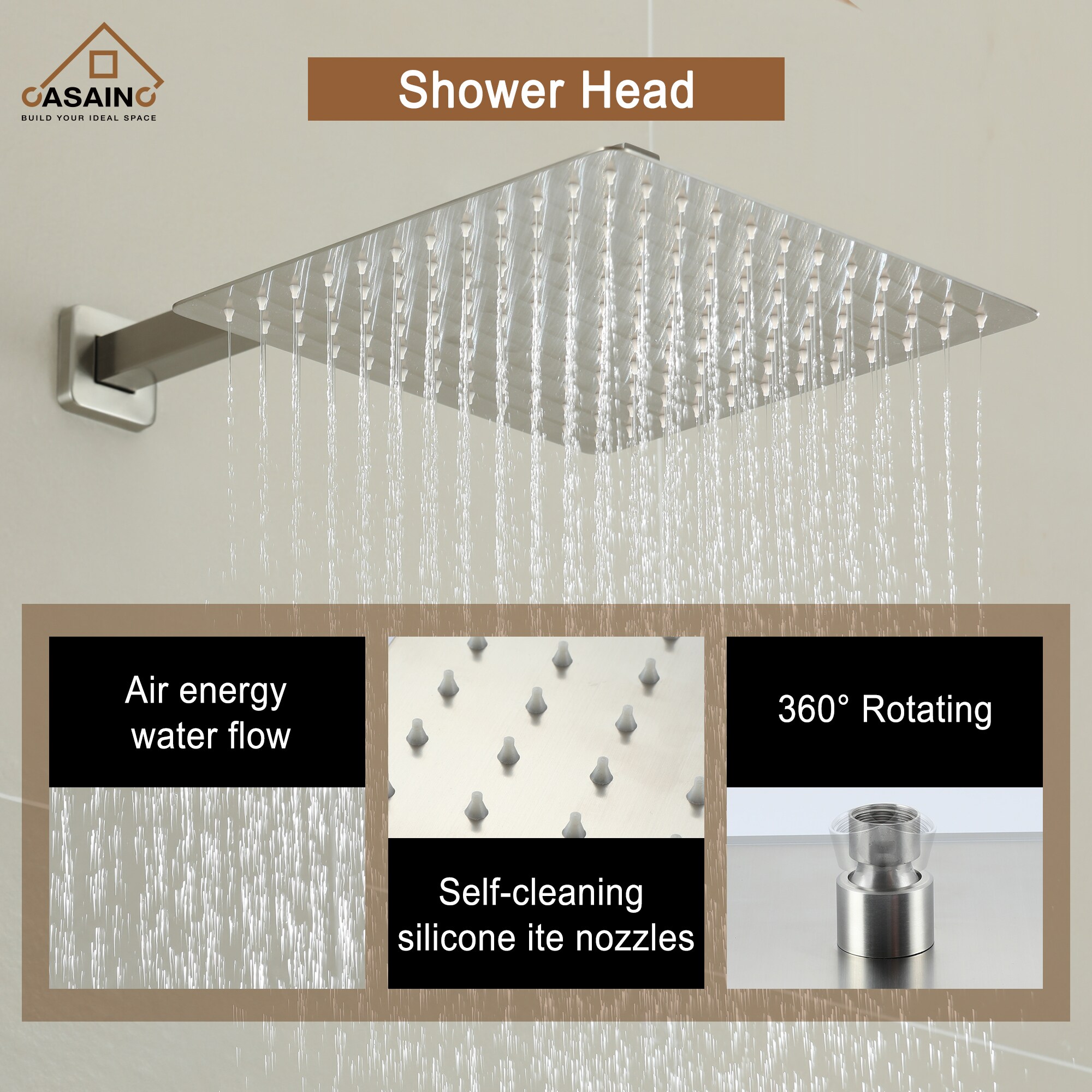 CASAINC CS3502-12BN Showerhead-Bar-Panels - View #10