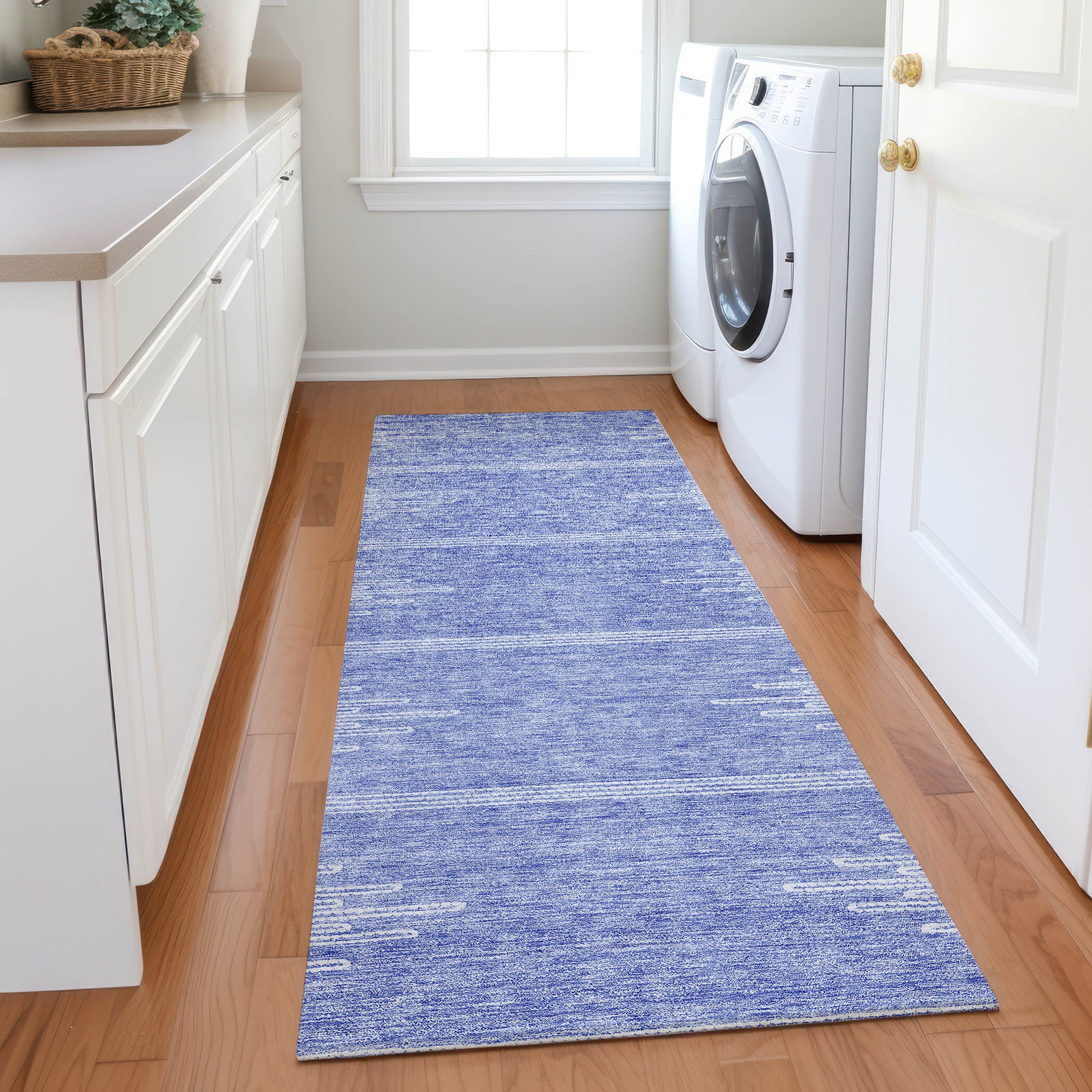Addison Rugs ACN647DN2X8 Chantille ACN647DN 2 x 7 (ft) Polyester Denim Rectangular Indoor/Outdoor Geometric Machine washable Runner rug
