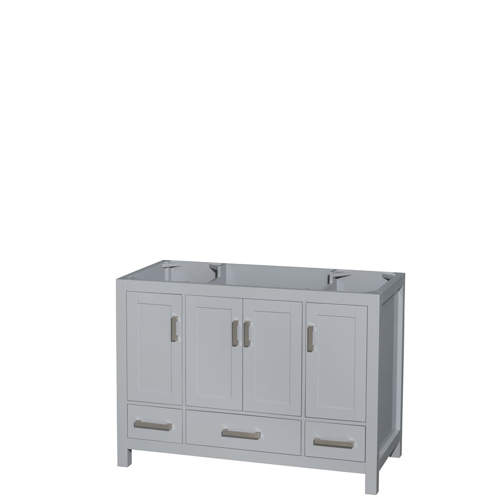 Wyndham Collection WCS141448SGYCXSXXMXX Sheffield 48-in Gray with Brushed Chrome Trim Bathroom Vanity Base Cabinet without Top