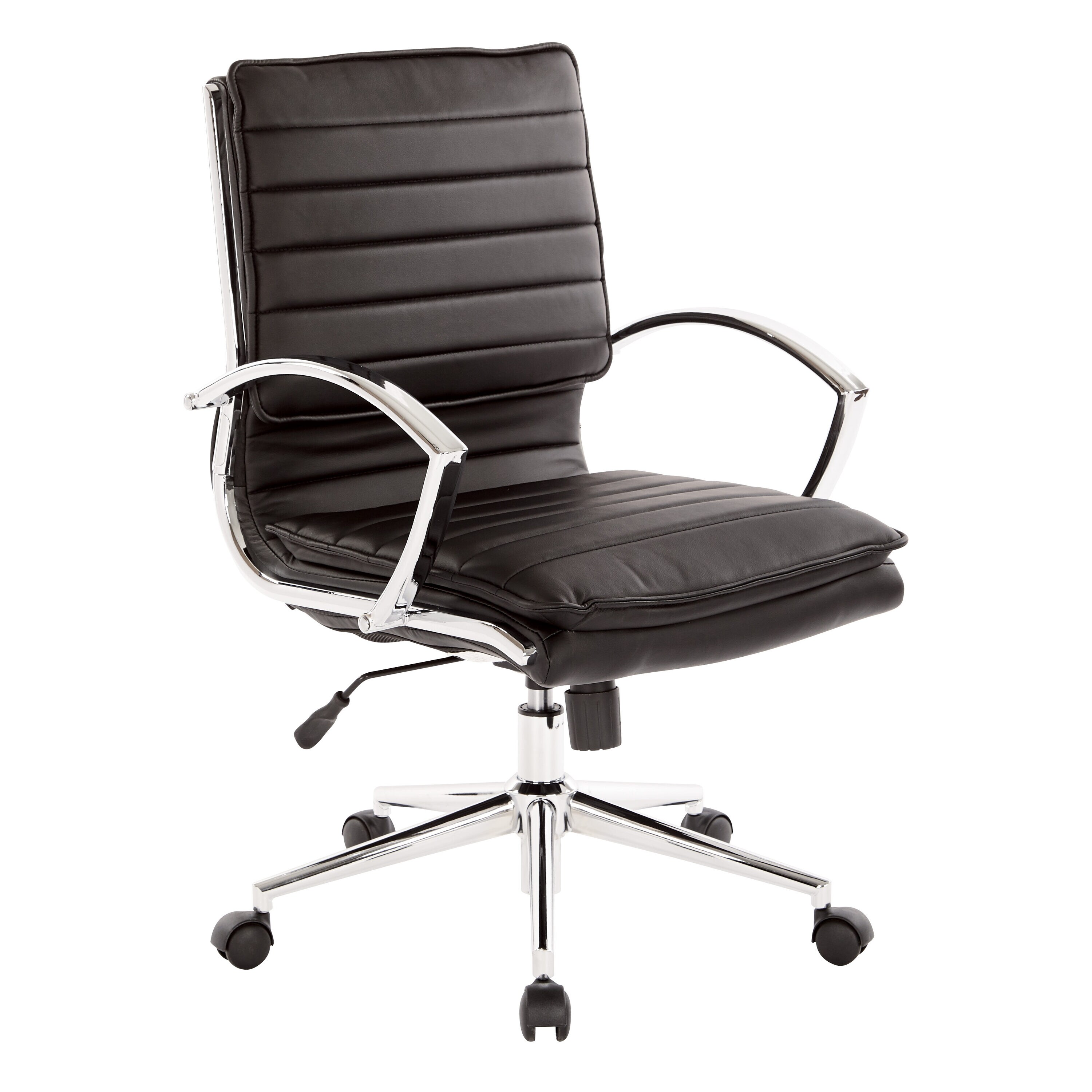 Pro-Line II SPX23591C-U6 Black Contemporary Adjustable Height Swivel Faux Leather Manager Chair