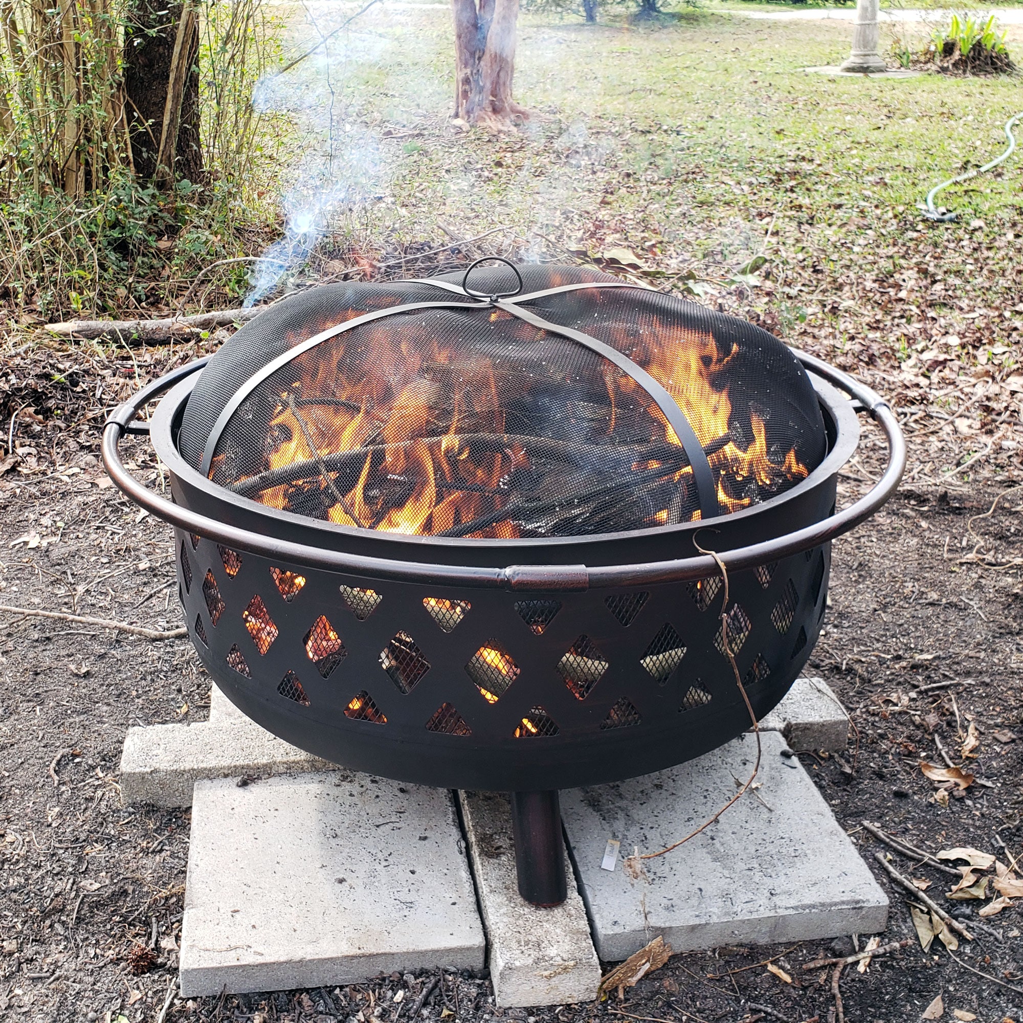 Sunnydaze Decor 36-in W Oil Rubbed Bronze Steel Wood-Burning Fire Pit ...