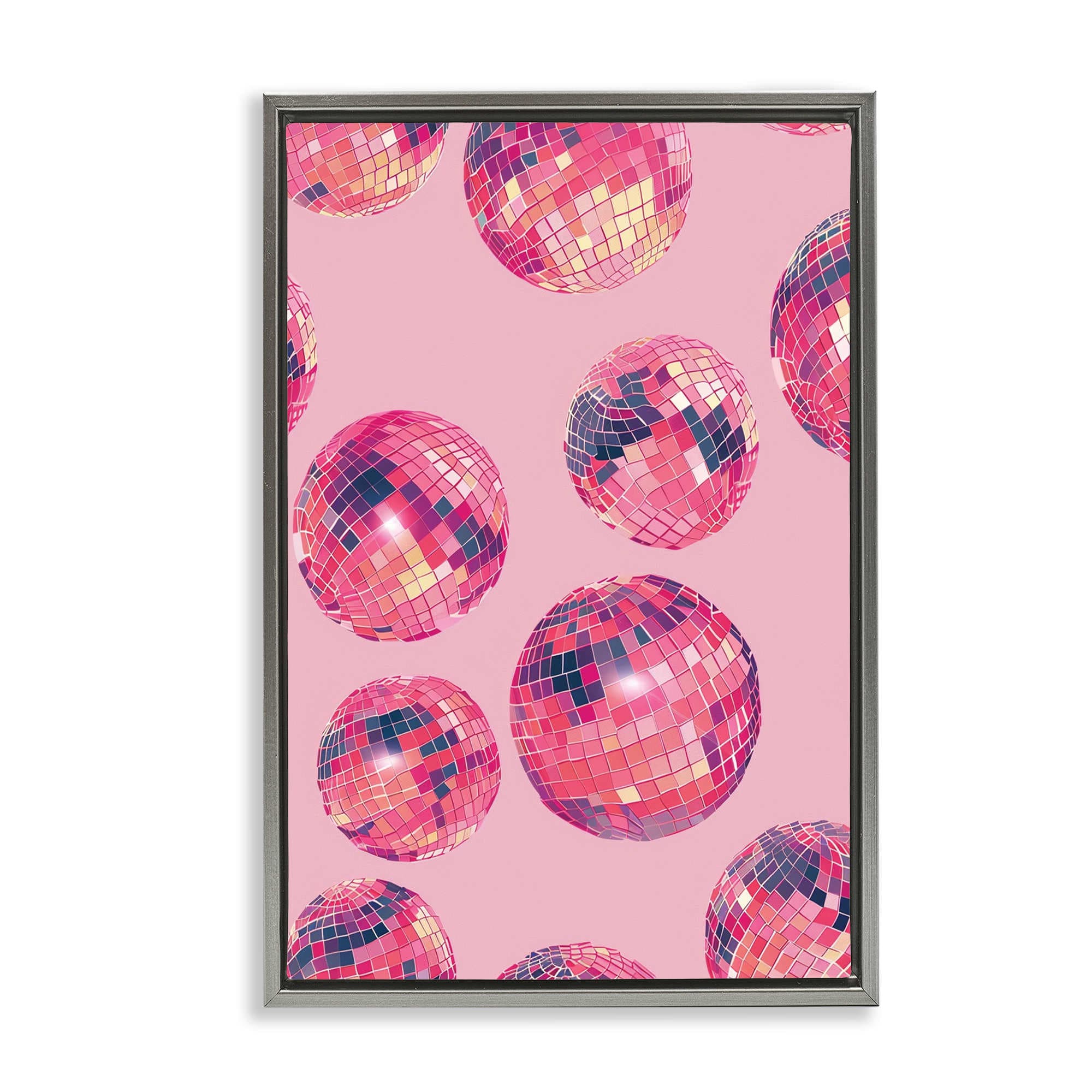 Stupell Industries BT-665-FFL-16X24 Vivid Pink Disco Pattern Floating Frame design by LSR Design Studio