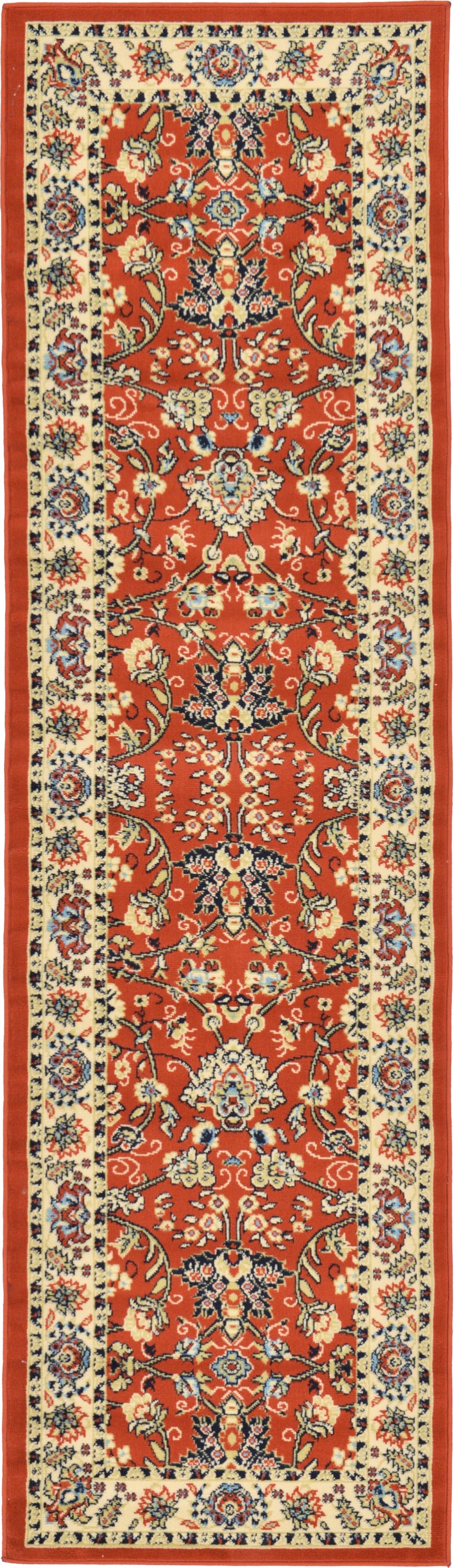 Unique Loom 3123502 Washington Sialk Hill 3 x 10 (ft) Loomed Polypropylene Terracotta/Ivory Rectangular Indoor Floral/Botanical Vintage Runner rug