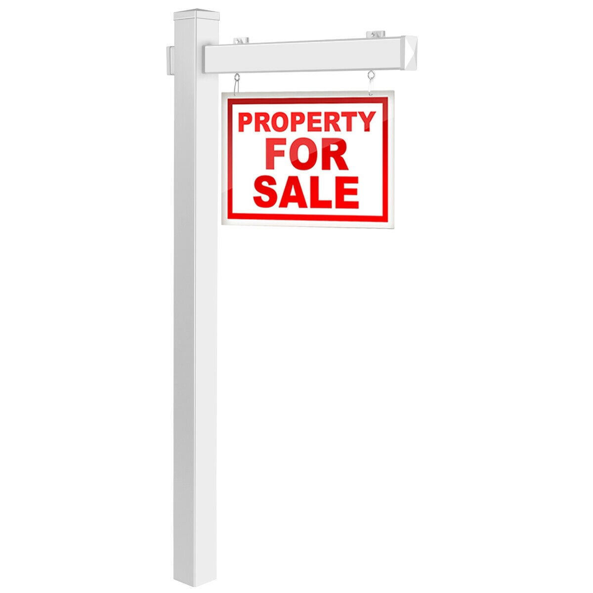Slickblue 6 Feet UPVC Real Estate Sign Post Realtor Yard Sign Post For Residential Commercial Use White/ Black