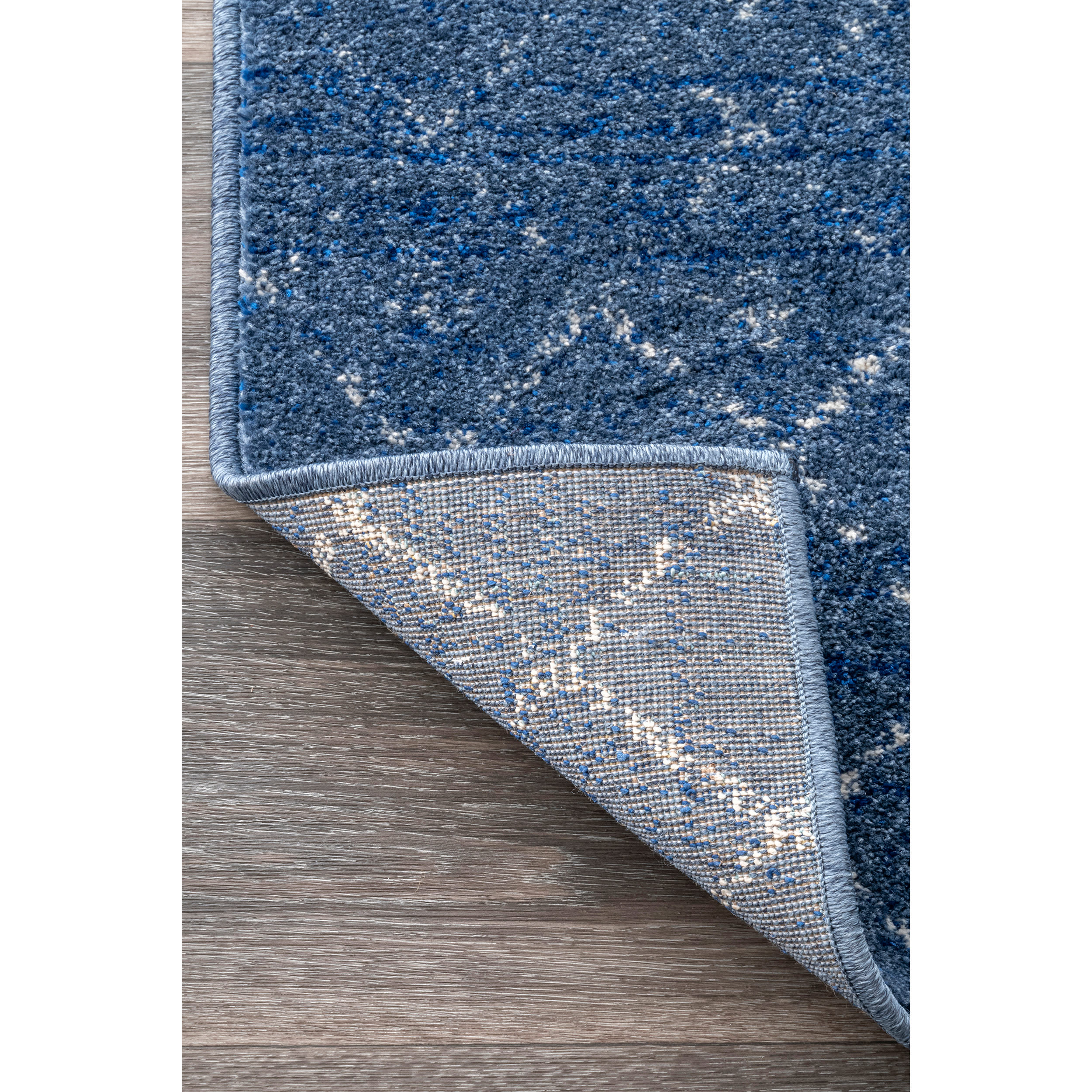 Dark Blue Trellis Synthetic Reversible Runner Rug