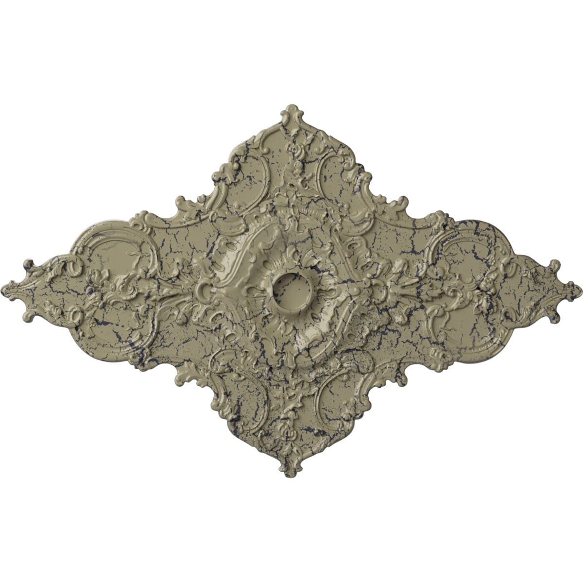 Ekena Millwork CM70X43MLCSC Melchor Diamond 67.25-in W x 43.325-in L Painted Castle Stone Crackle Polyurethane Whole Ceiling Medallion