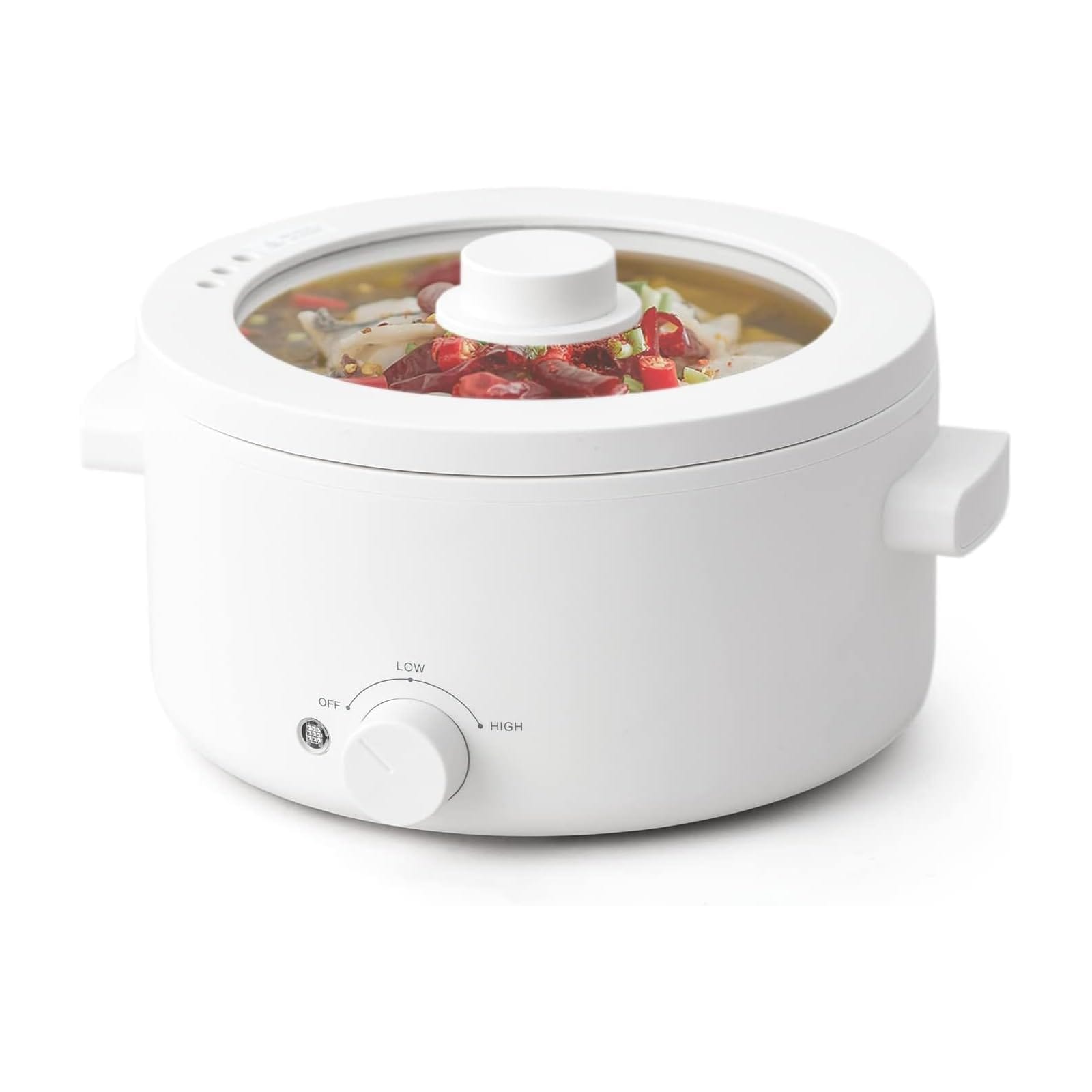 Aoibox  Electric Cooker 2L Ceramic Glaze Nonstick Pot Dual Power 350W 700W Multi Functional Hot Pot for Steak Pasta Ramen Quick Heating Overheat