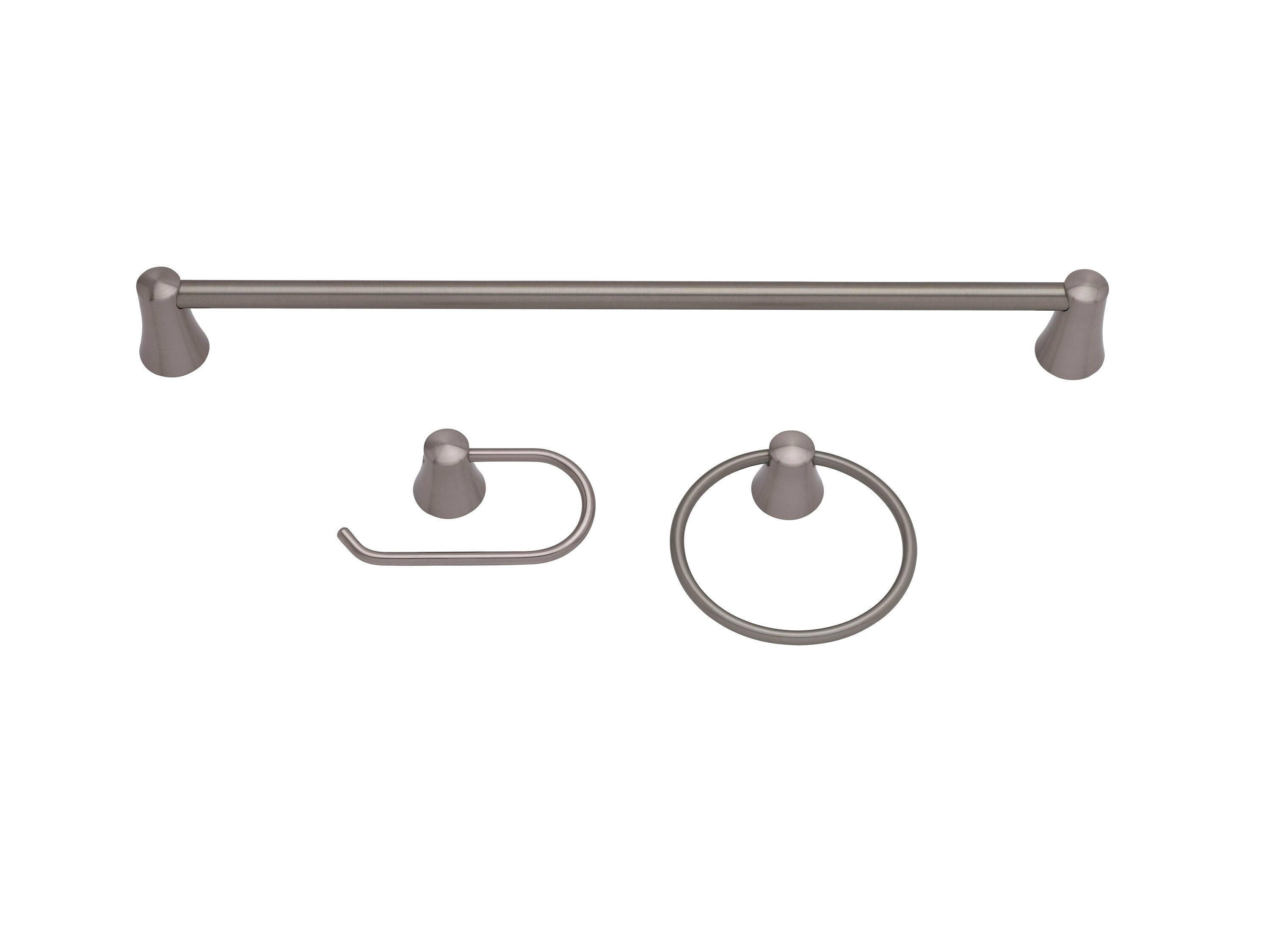 Ponte Giulio USA KCON1 3 -Piece Satin Decorative Bathroom Hardware Set Towel Bar, Toilet Paper Holder, Towel Ring Included