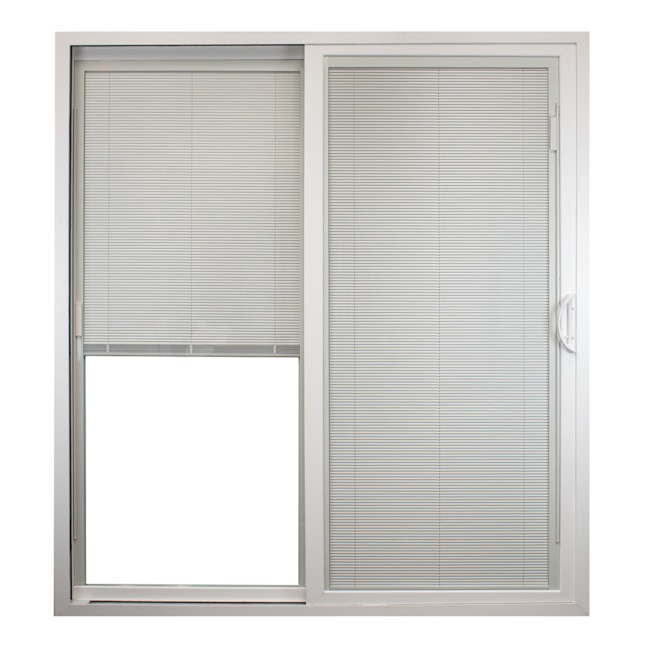 United Window Door 72 In X 80 Low E Blinds Between The Glass White Vinyl Sliding Left Hand Patio Doors Department At Lowes Com