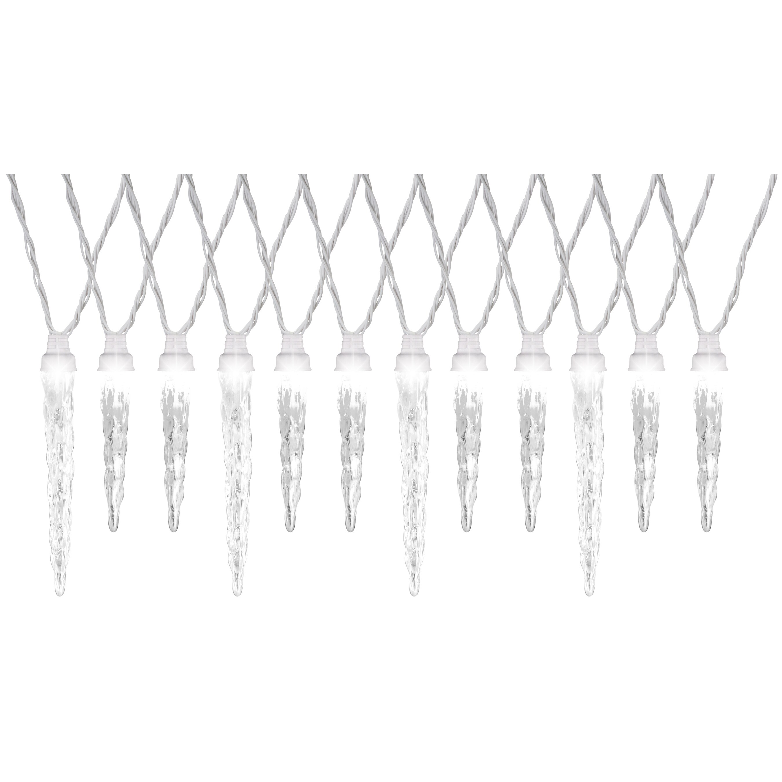 Gemmy 85222 LightShow 24-Count Multi-function White Icicle LED Plug-In Christmas Icicle Lights
