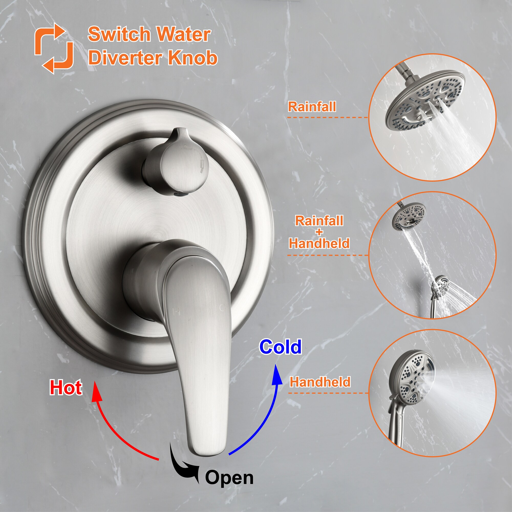 WELLFOR SPA-88009B Showerhead-Bar-Panels - View #8
