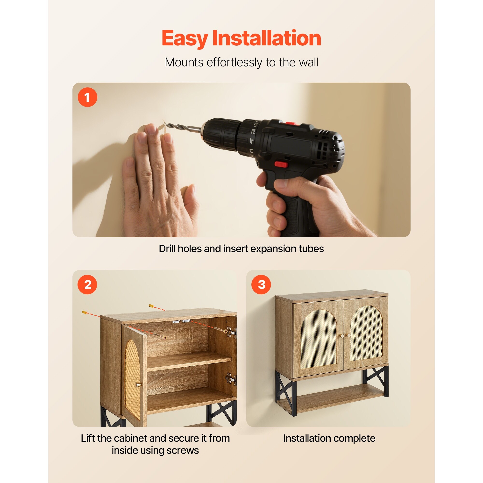 HyperDrop Cart White Wooden Bathroom Wall Cabinet Heavy-Duty Over-The ...
