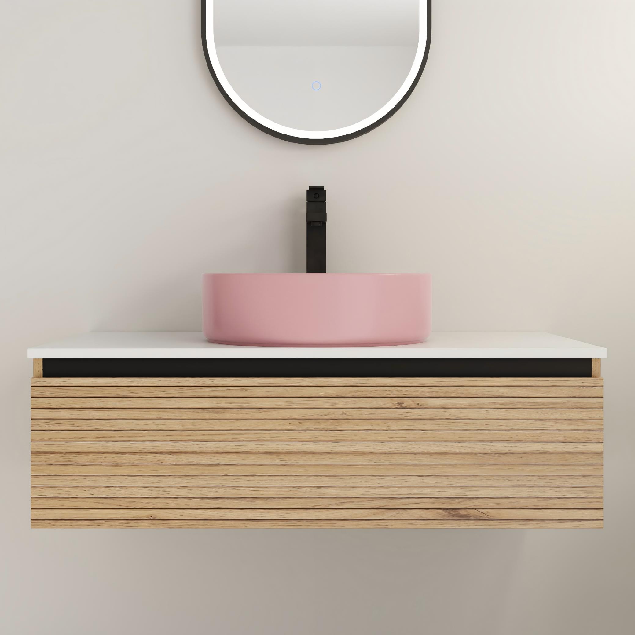 Xspracer 35.4-in Light Coffee Single Sink Bathroom Vanity with White Ceramic Top