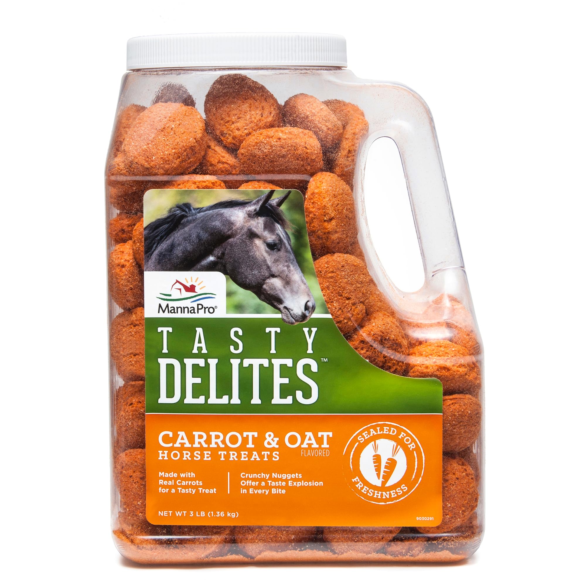 Manna Pro  Tasty Delights Training Horse Treat Bite-Size Treats for Horses Jugged Carrot Flavor Treats 3 LB