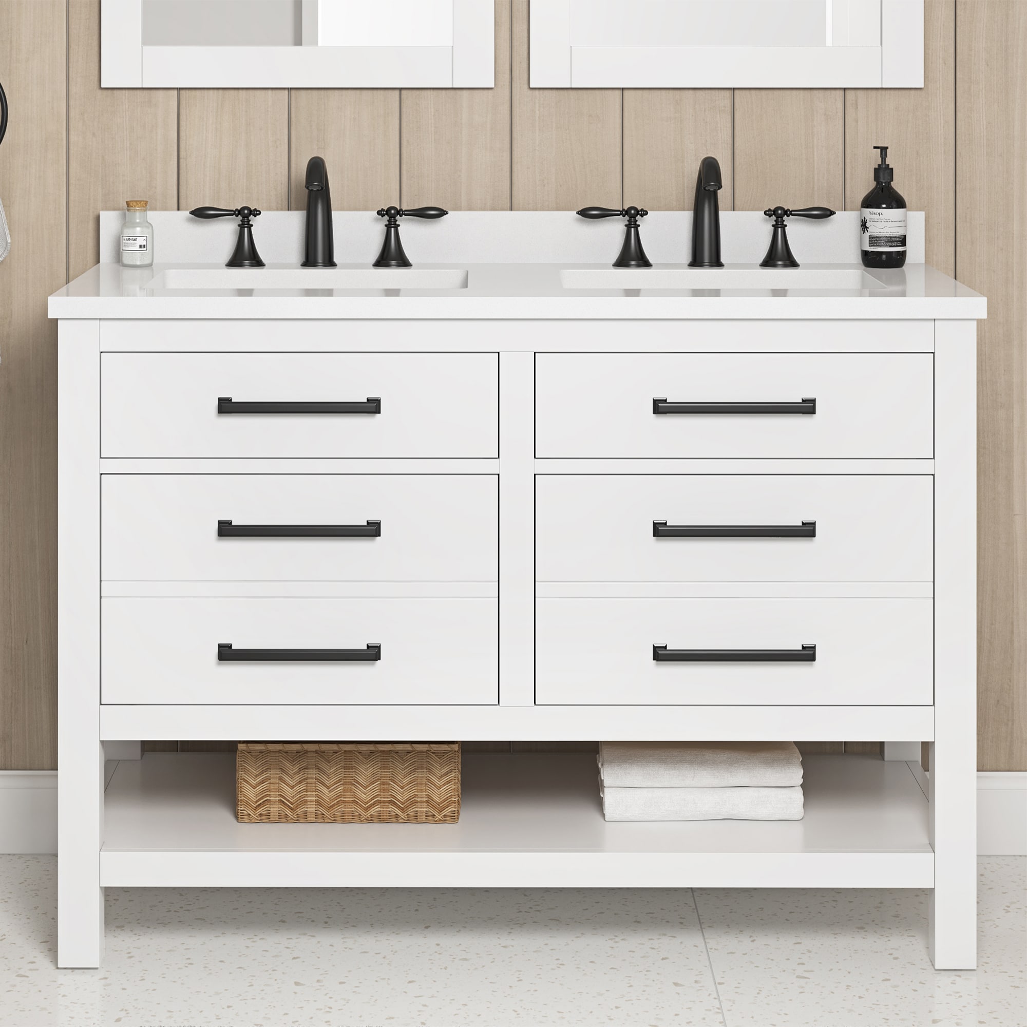 OVE Decors Chase 48-in Pure White Undermount Double Sink Bathroom ...