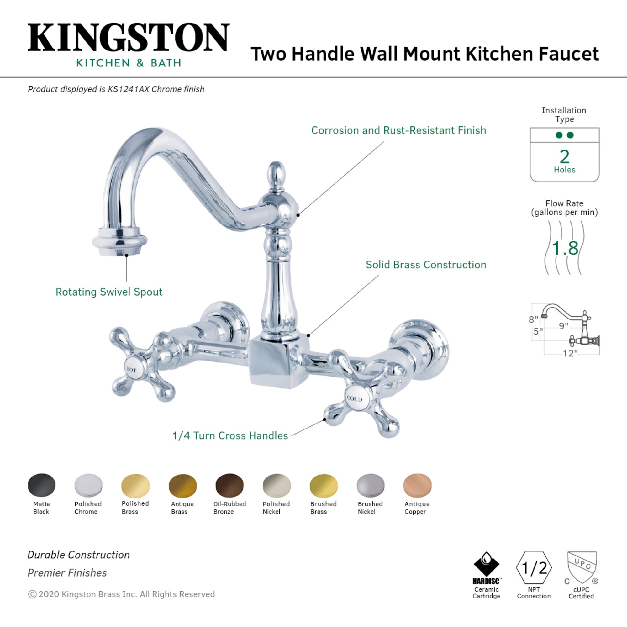 Elements of Design ES1248AX Kitchen-Faucets - View #2
