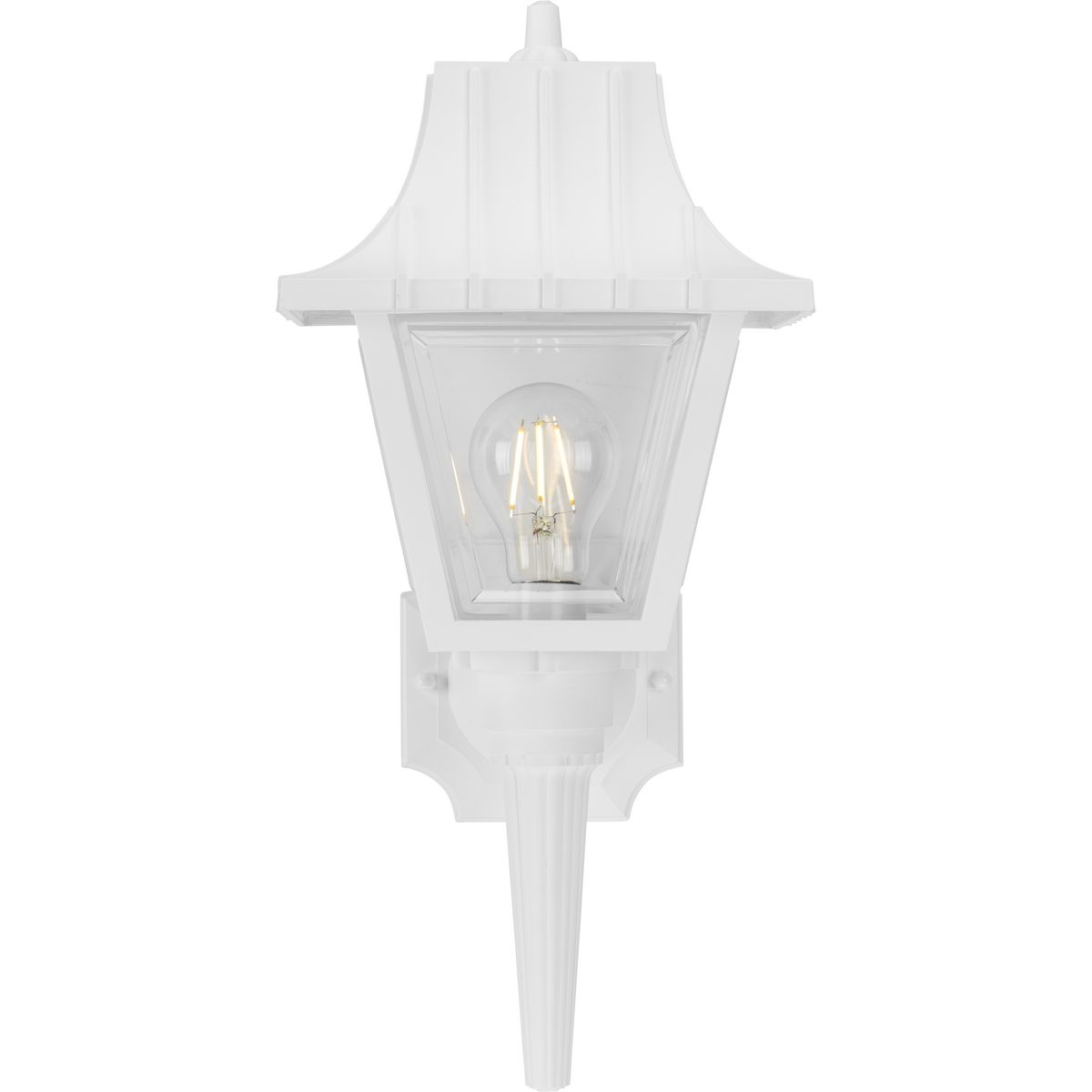 White Ribbed Mansard Roof Outdoor Wall Lantern with Clear Acrylic Panels